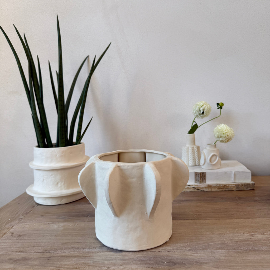 Natural Stoneware Ceramic Flower Pot