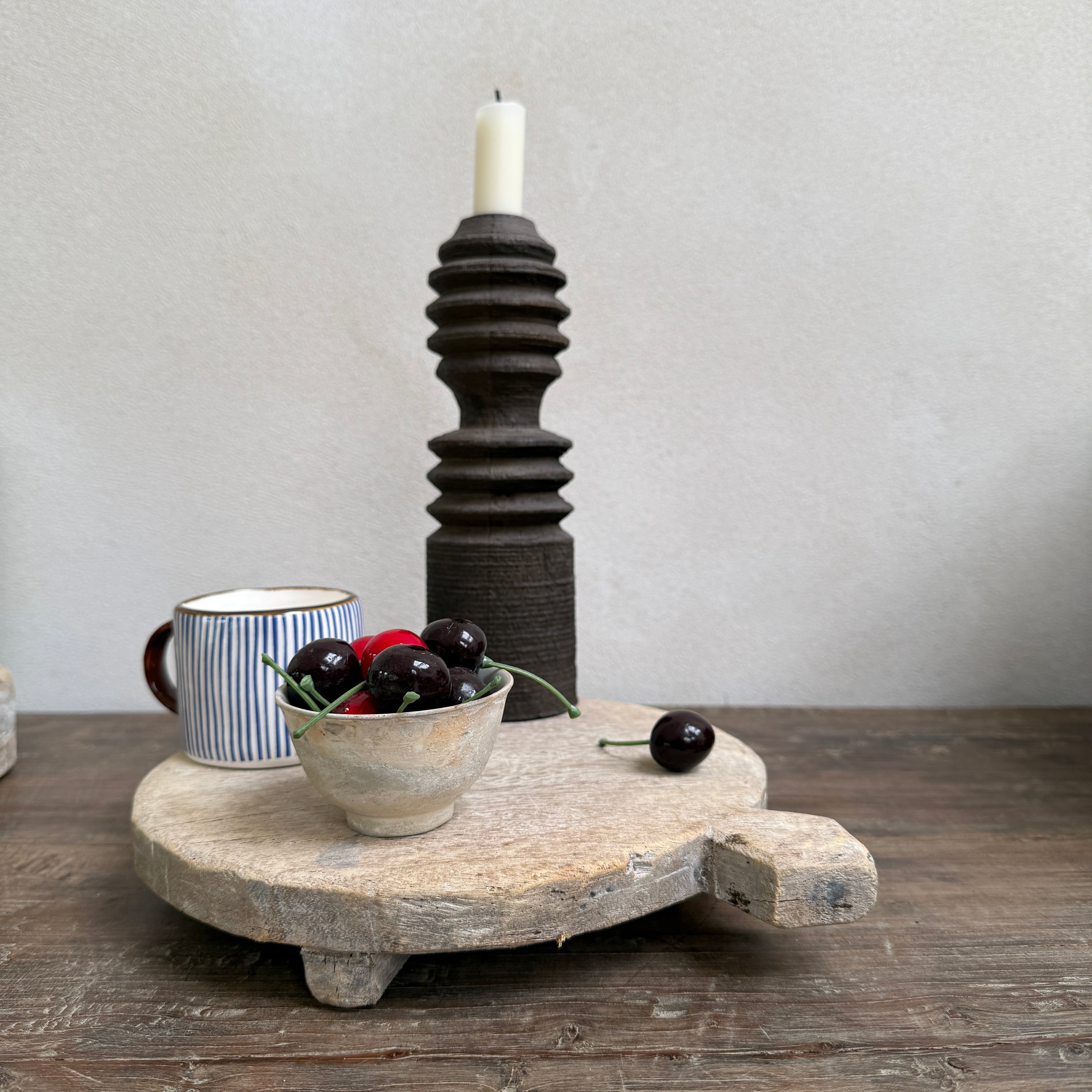Vintage Indian Wooden Riser Chakla Board | with handle