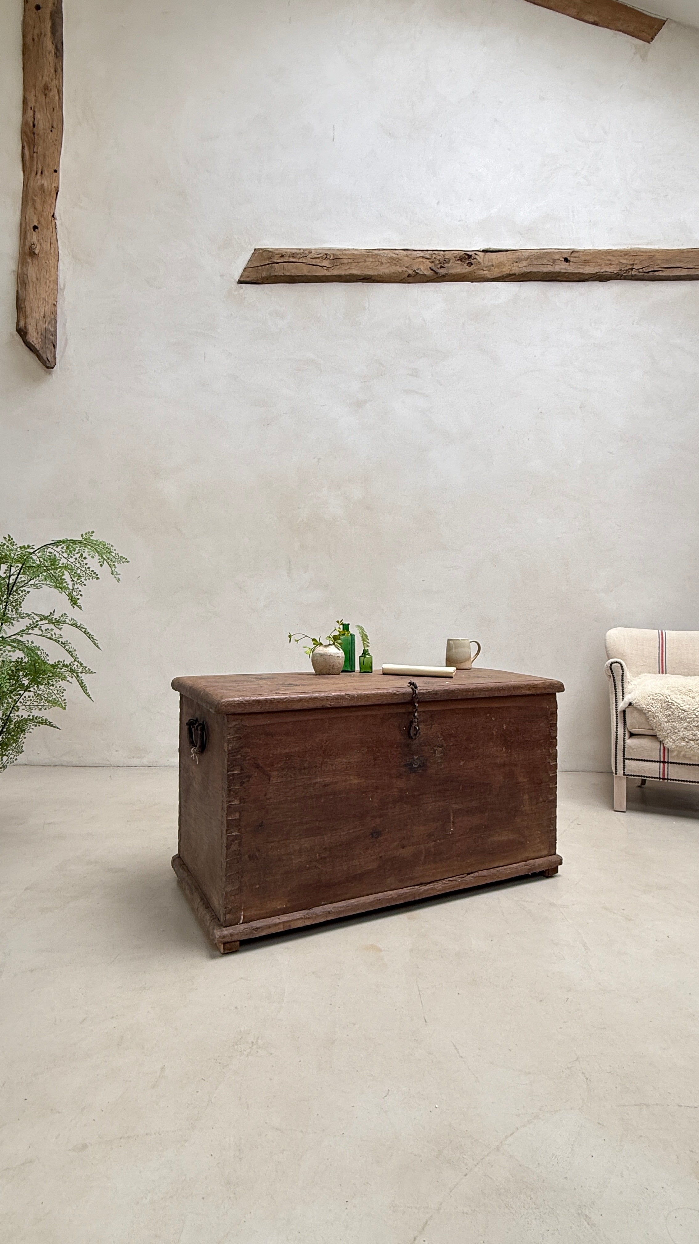 Antique solid teak blanket box storage trunk | Bray