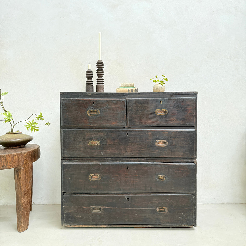 Antique Campaign Chest of Drawers Jasper
