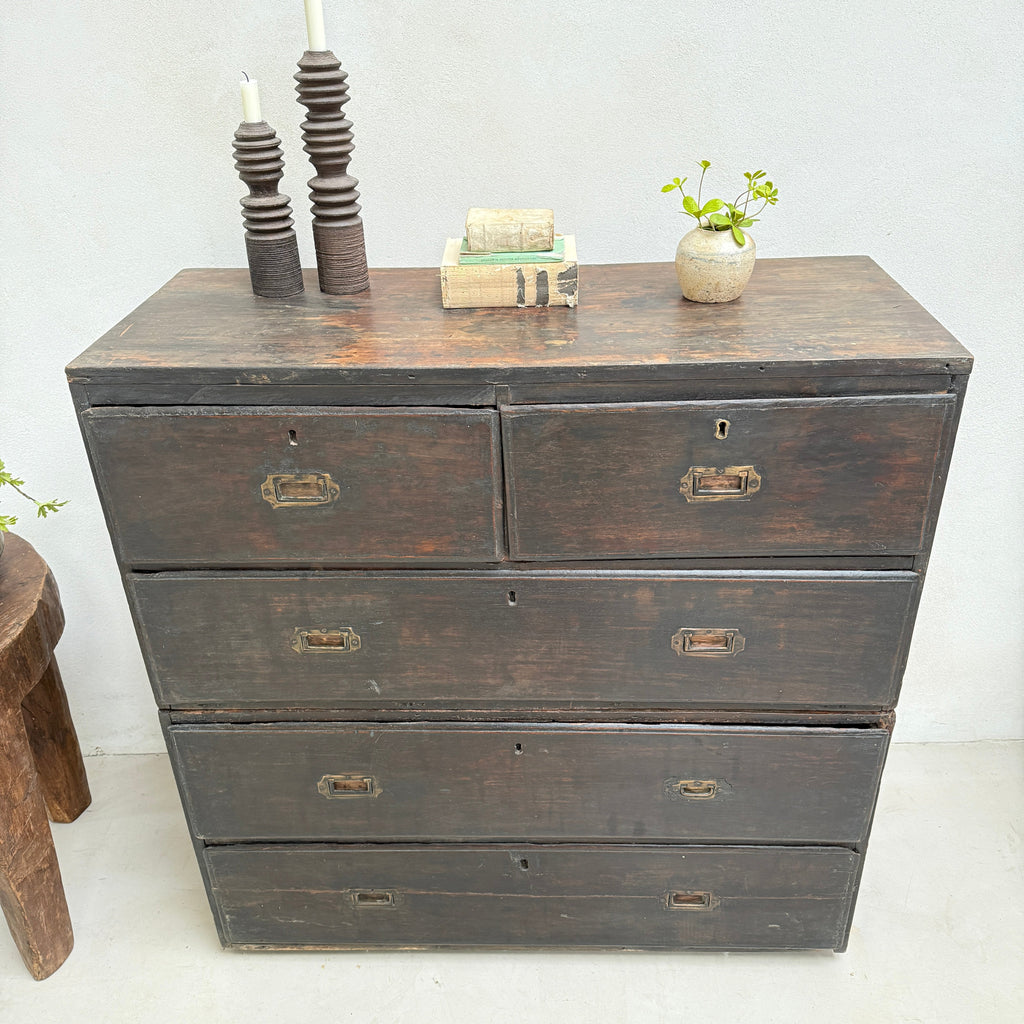 Antique Campaign Chest of Drawers Jasper
