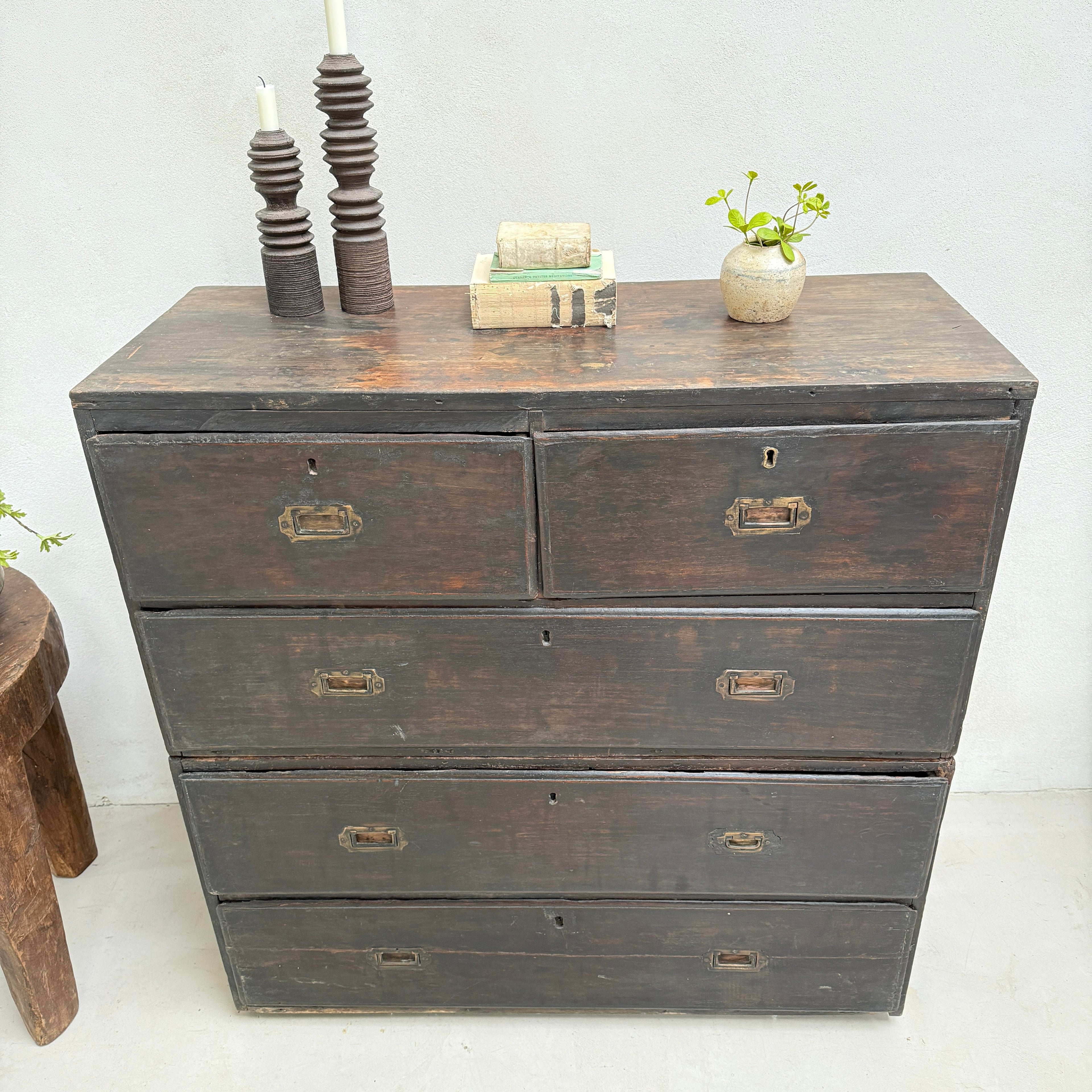 Antique Campaign Chest of Drawers Jasper