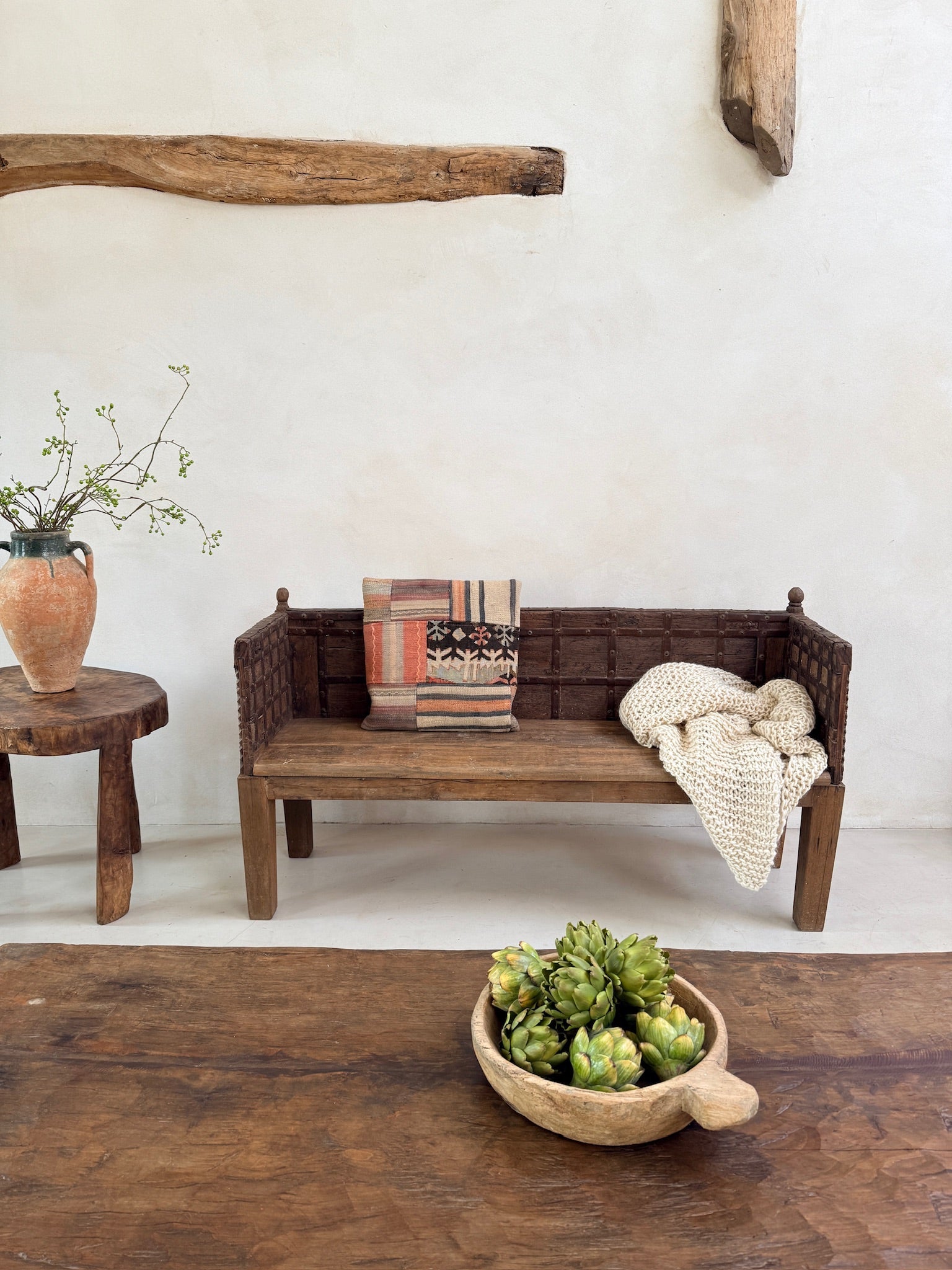 Antique Carved Hallway Bench | Mira