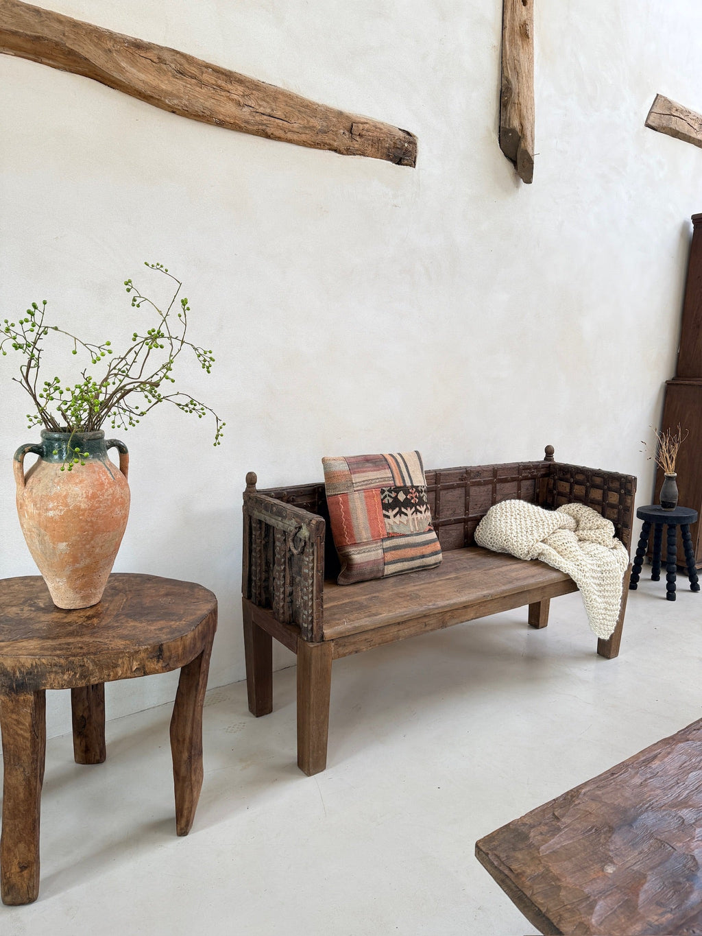 Antique Carved Hallway Bench | Mira
