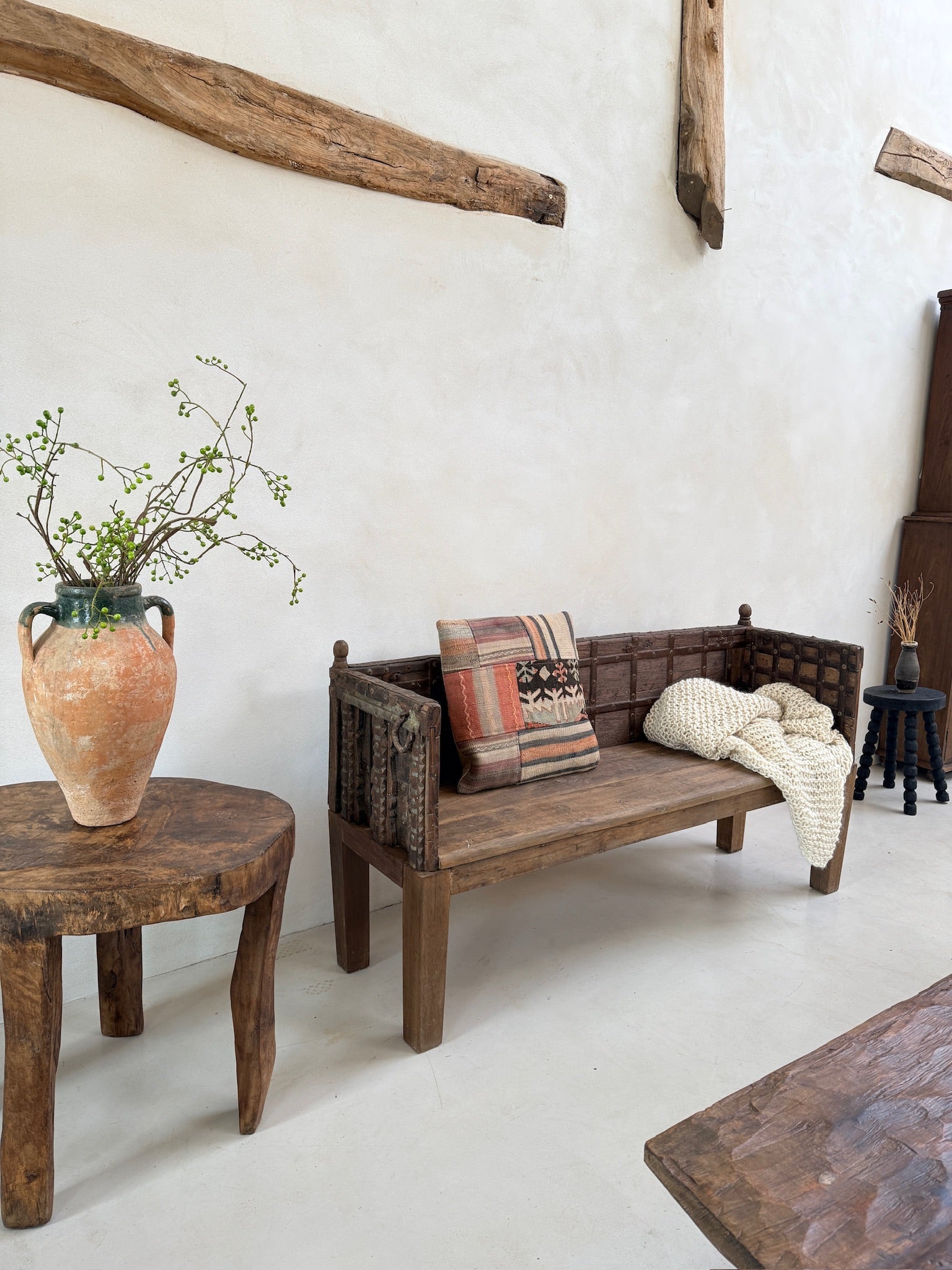 Antique Carved Hallway Bench | Mira