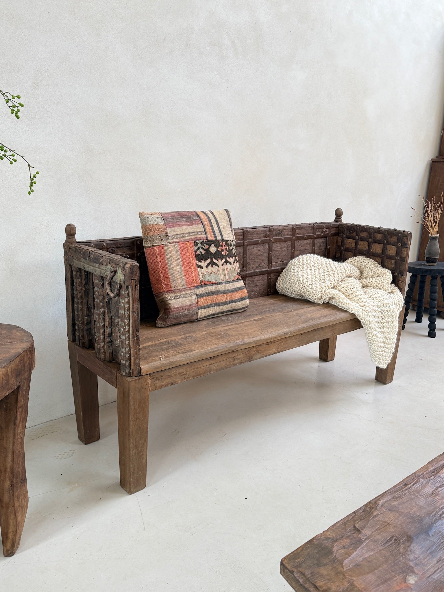 Antique Carved Hallway Bench | Mira