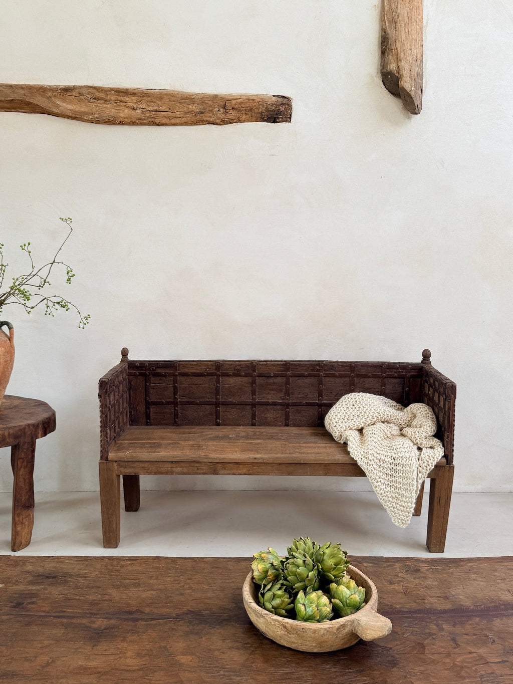 Antique Carved Hallway Bench | Mira
