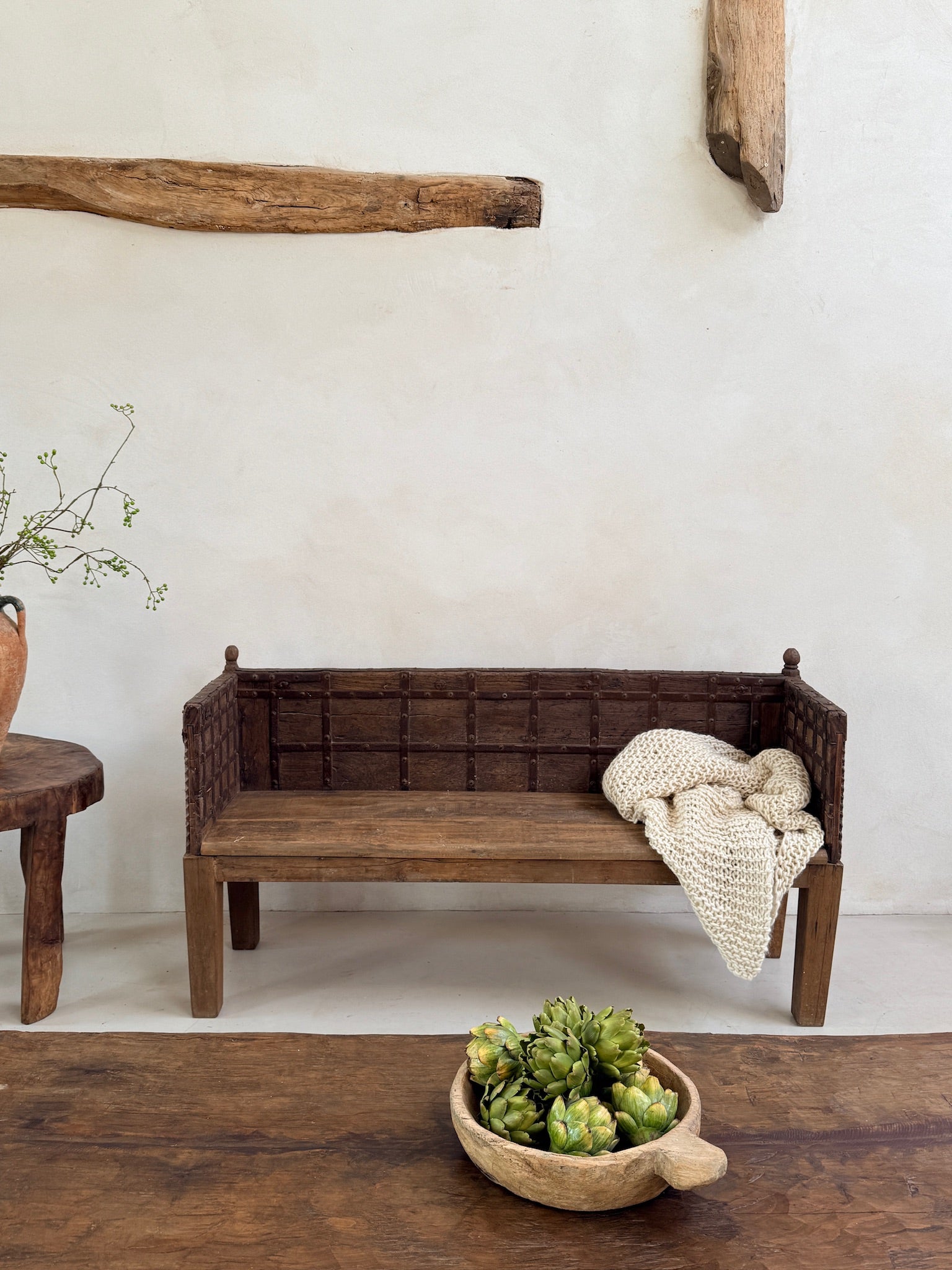 Antique Carved Hallway Bench | Mira