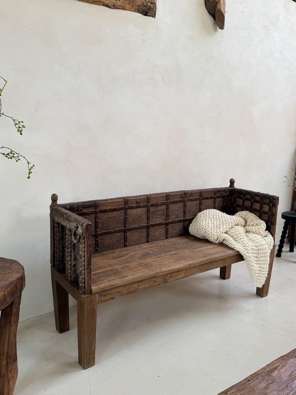 Antique Carved Hallway Bench | Mira