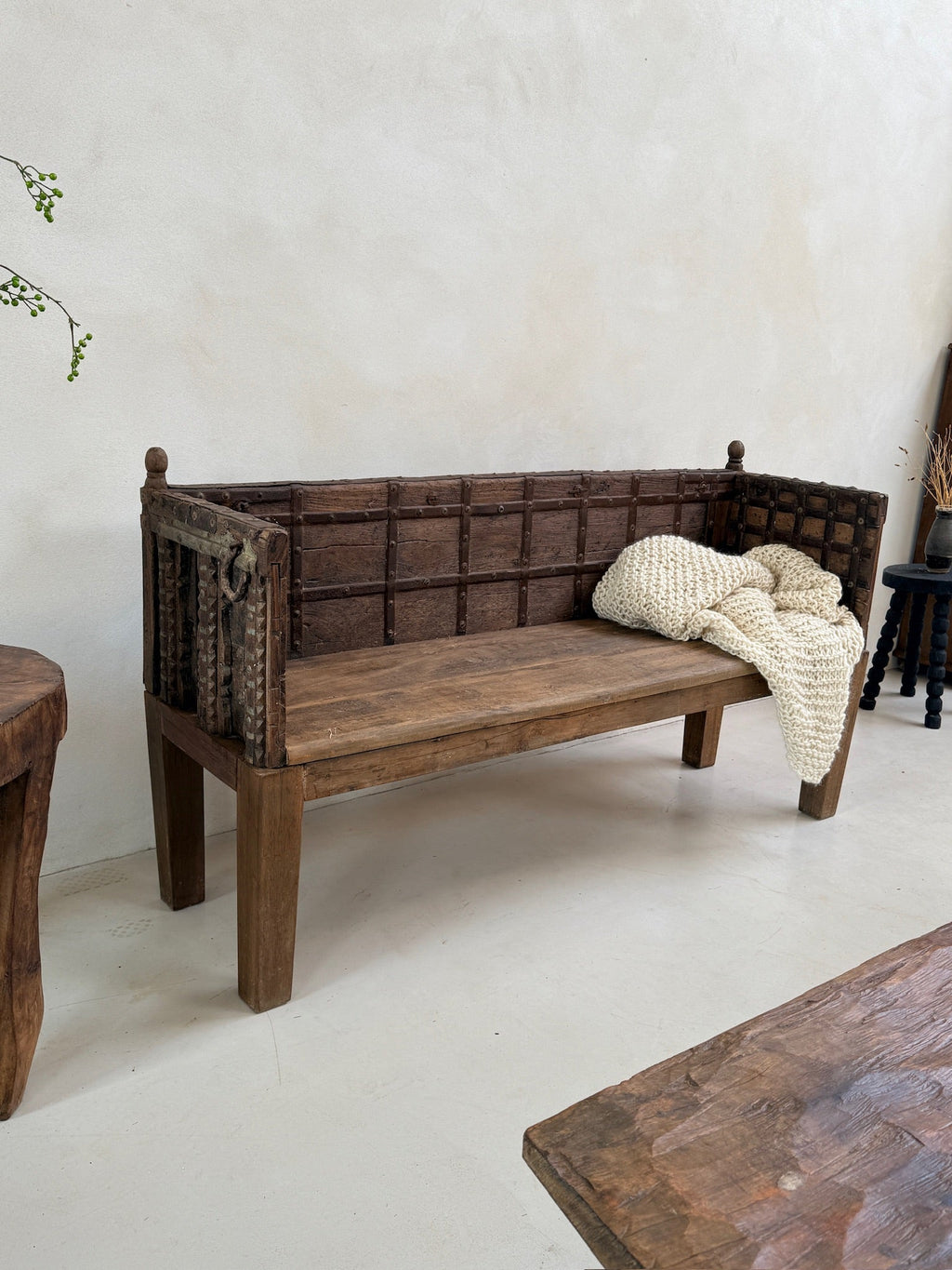 Antique Carved Hallway Bench | Mira