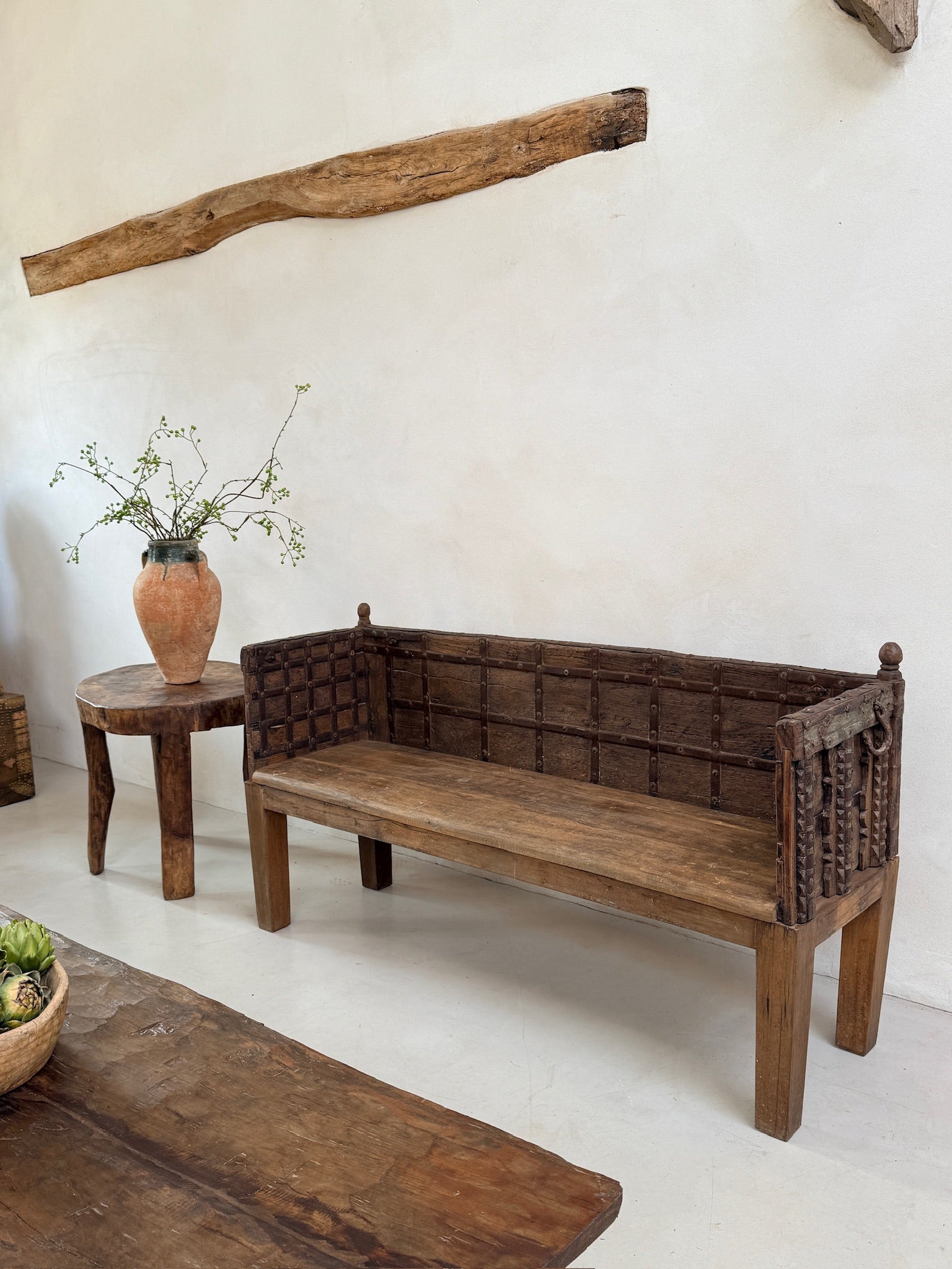 Antique Carved Hallway Bench | Mira