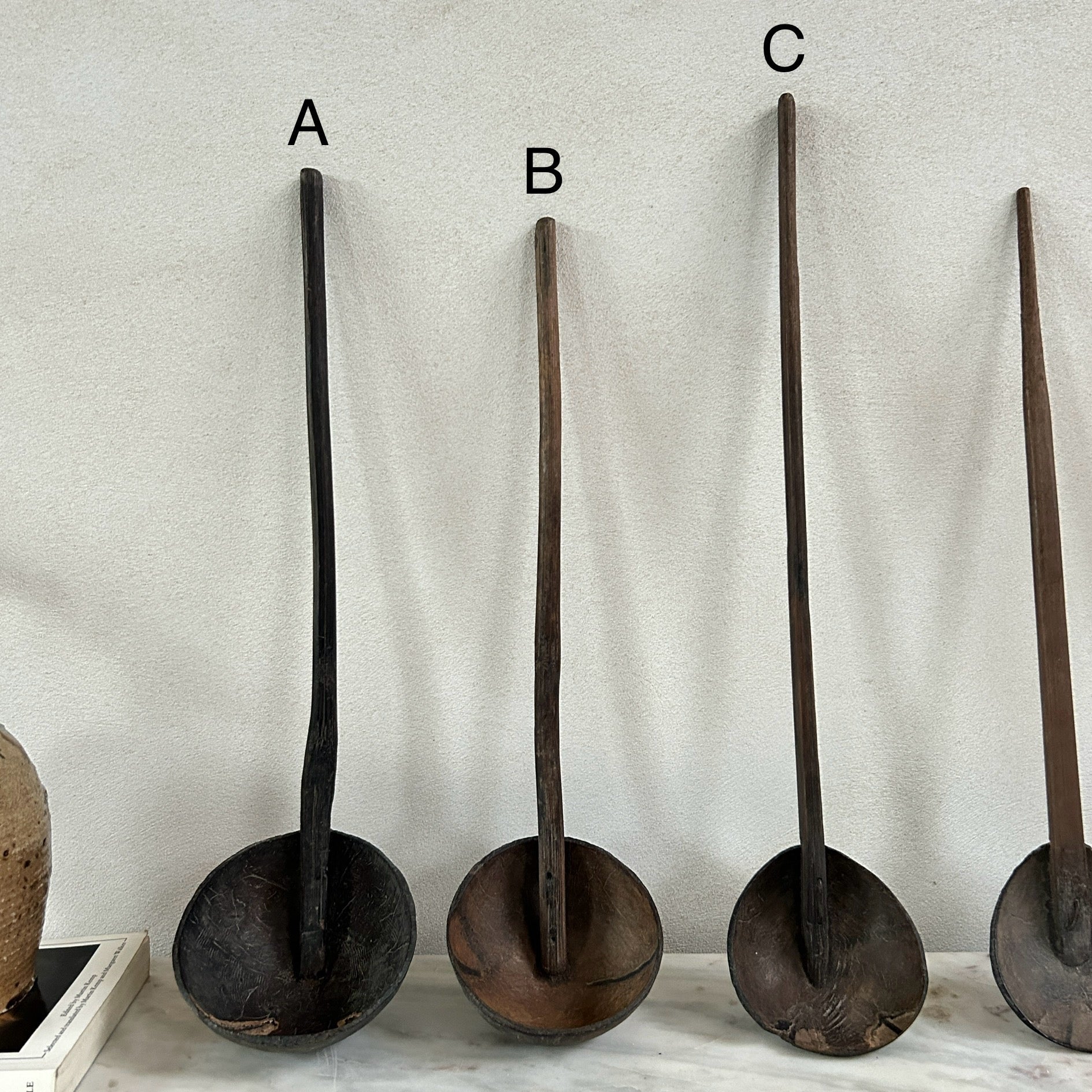 Antique coconut wooden spoons