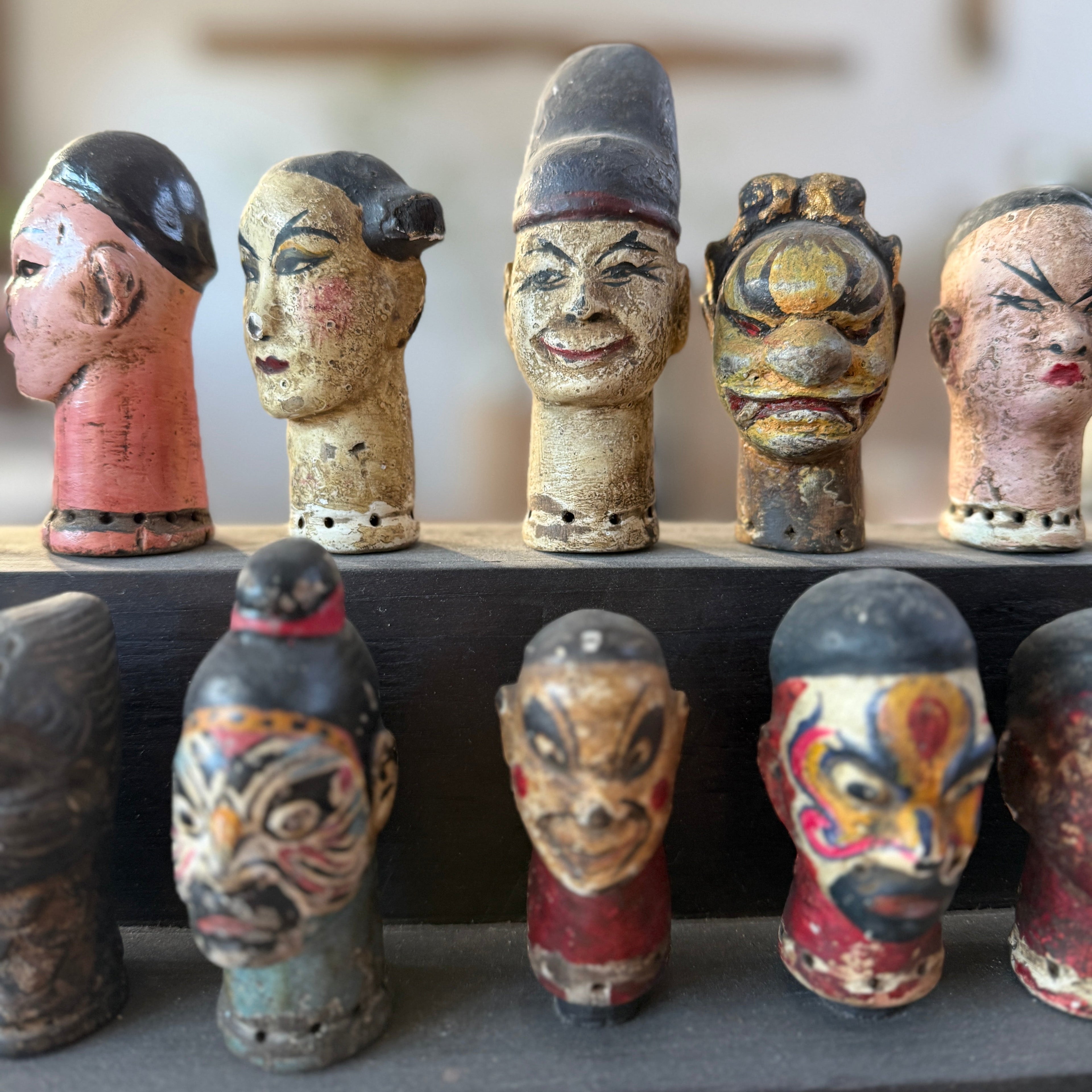 Antique puppet theatre figures