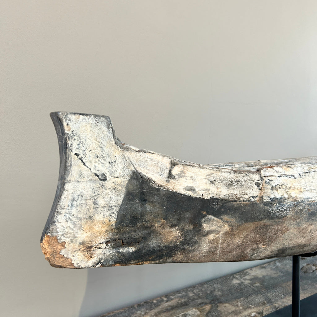 Antique wooden boat on stand | Krishna