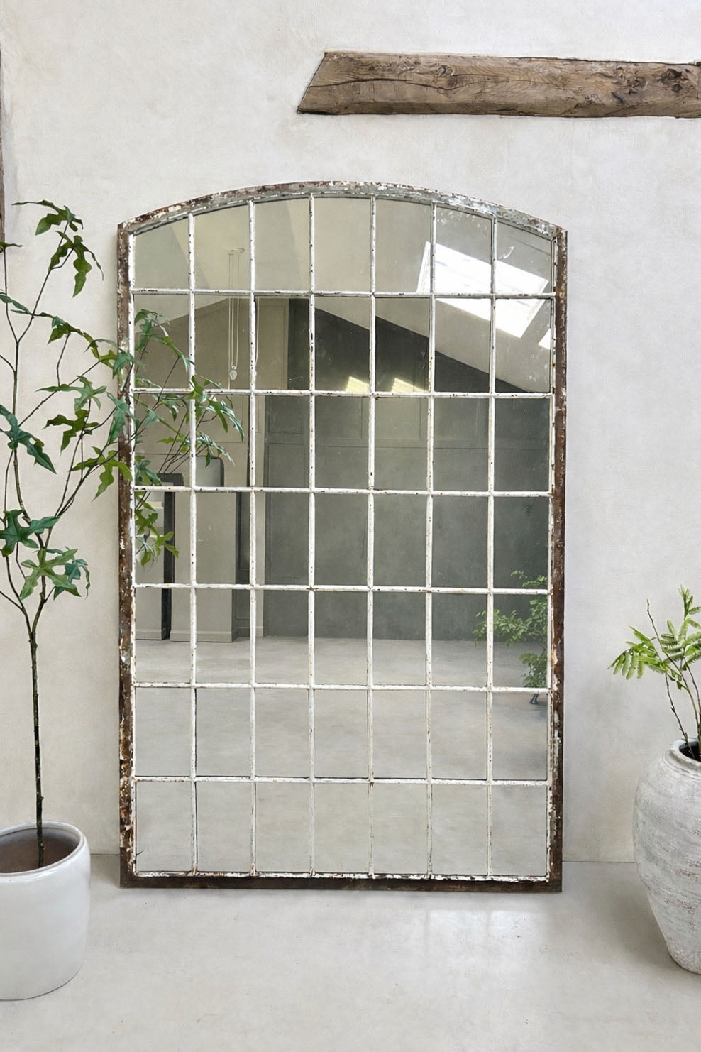 Vintage arched Factory window mirror Boaz