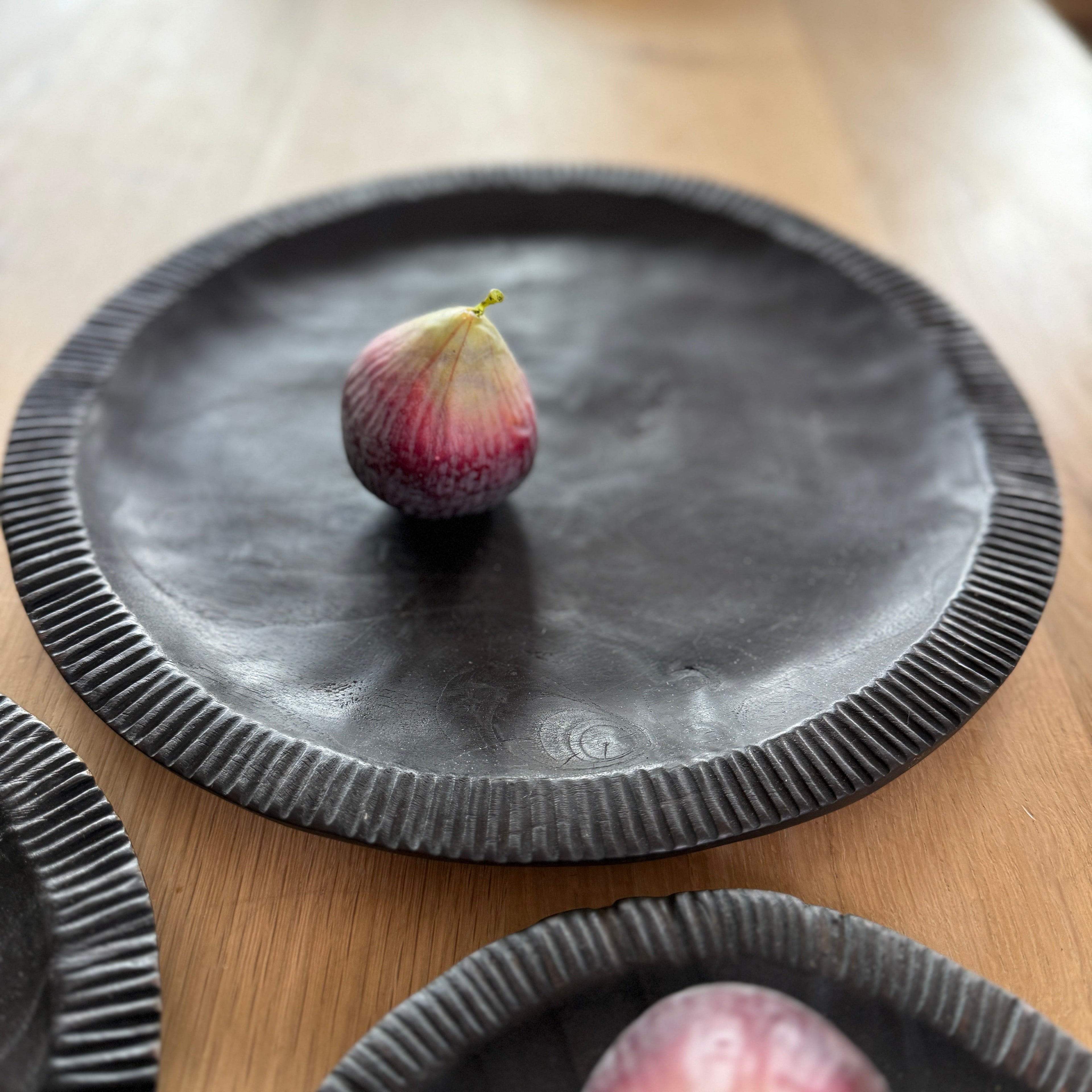 Black Carved Teak Plate