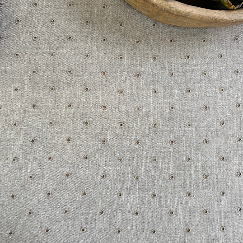 Broderie Dots Linen Table cloth | Pebble