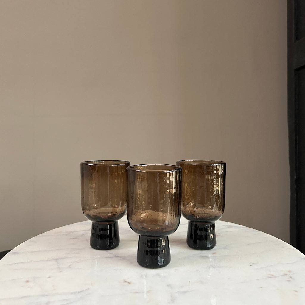 Brown Glass Footed Tumbler | Lari