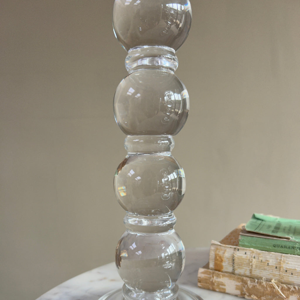 Clear Glass Bobbin Candlestick