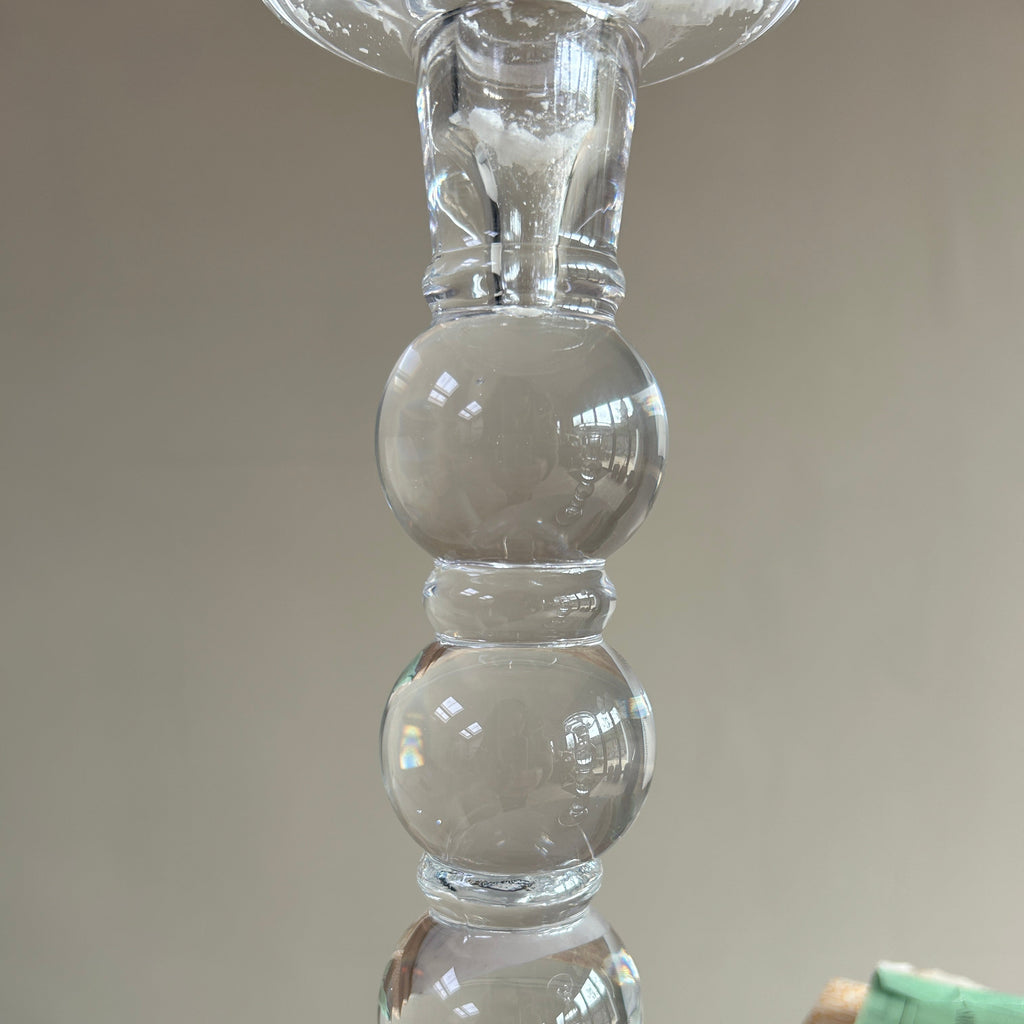 Clear Glass Bobbin Candlestick