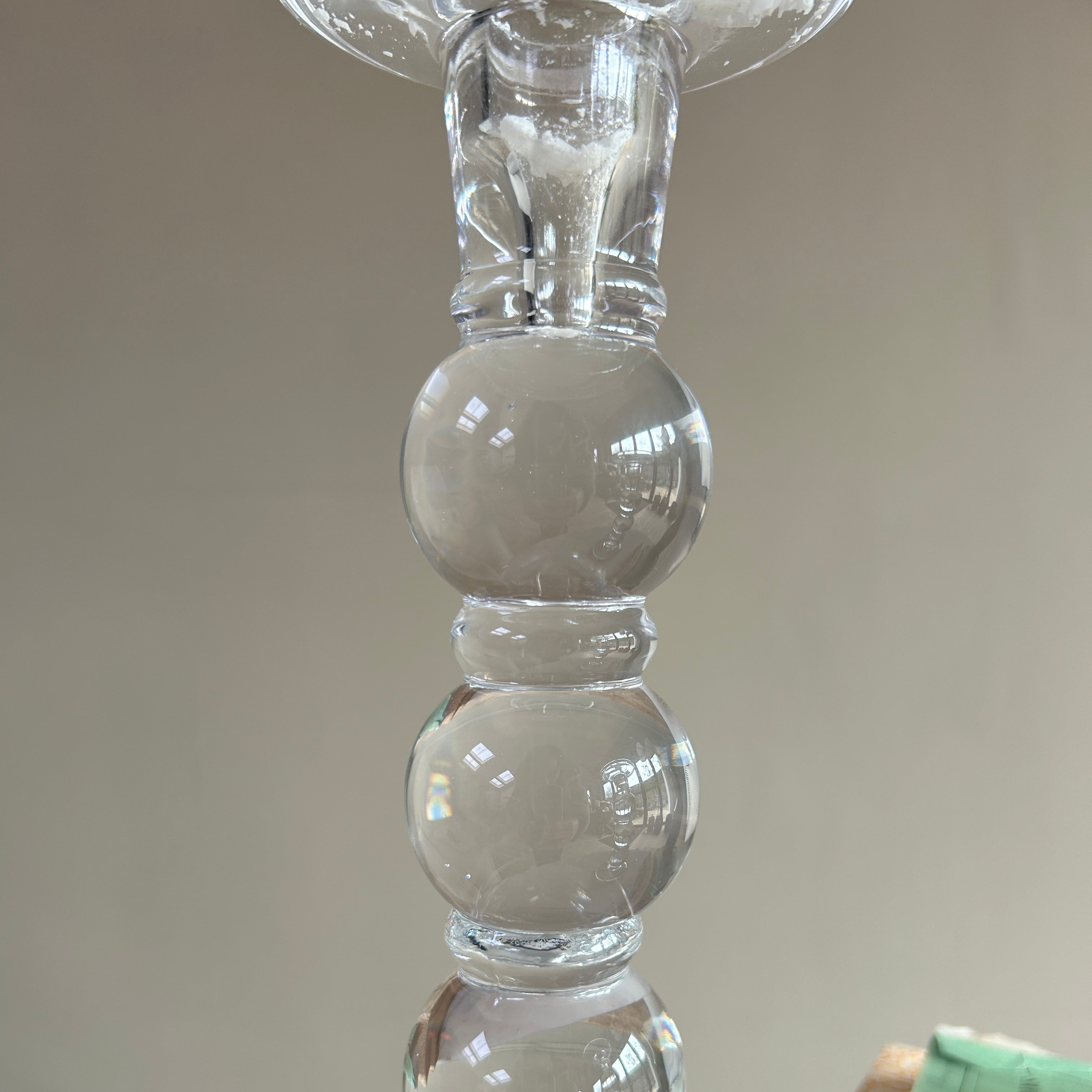 Clear Glass Bobbin Candlestick