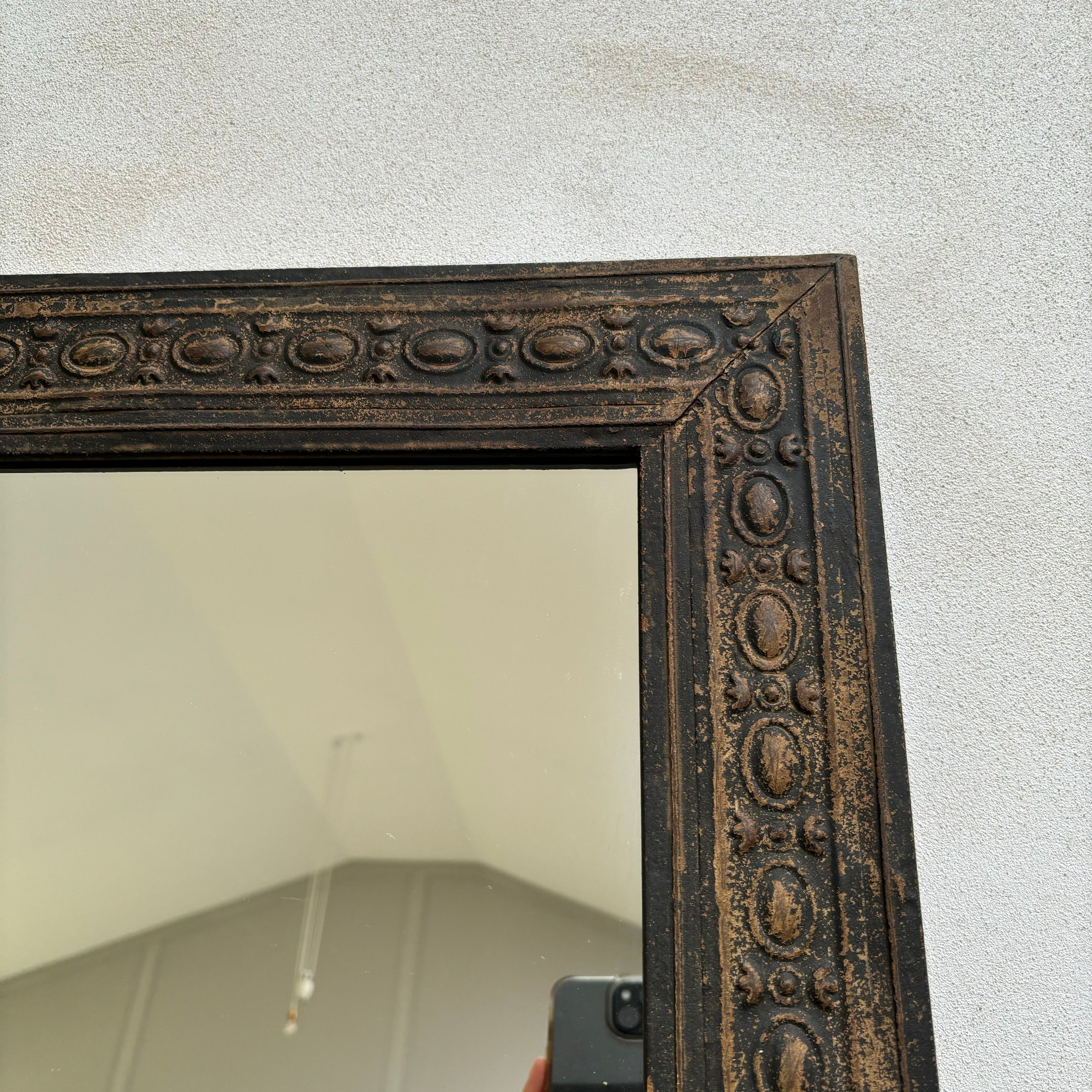Distressed Metal Framed Mirror