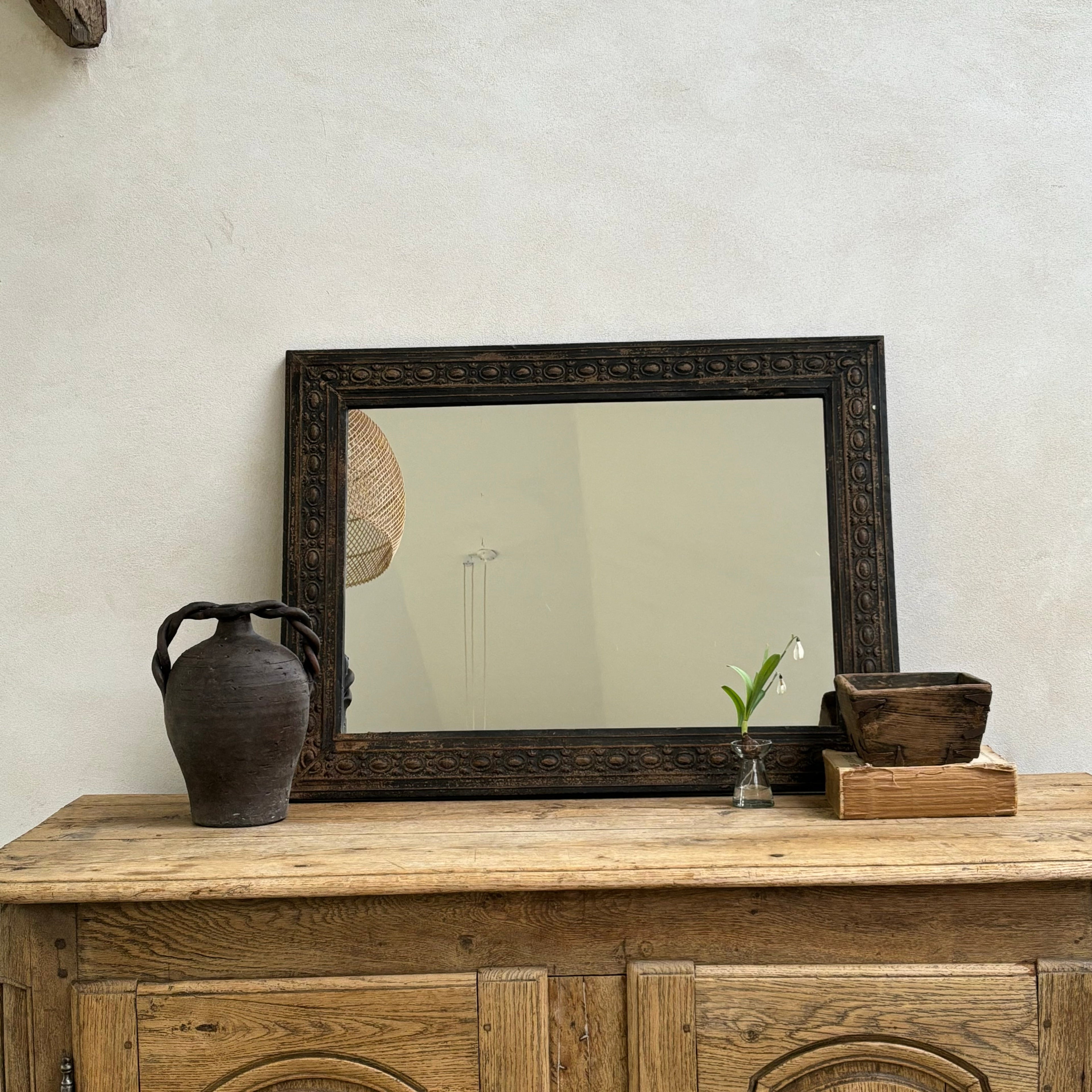 Distressed Metal Framed Mirror