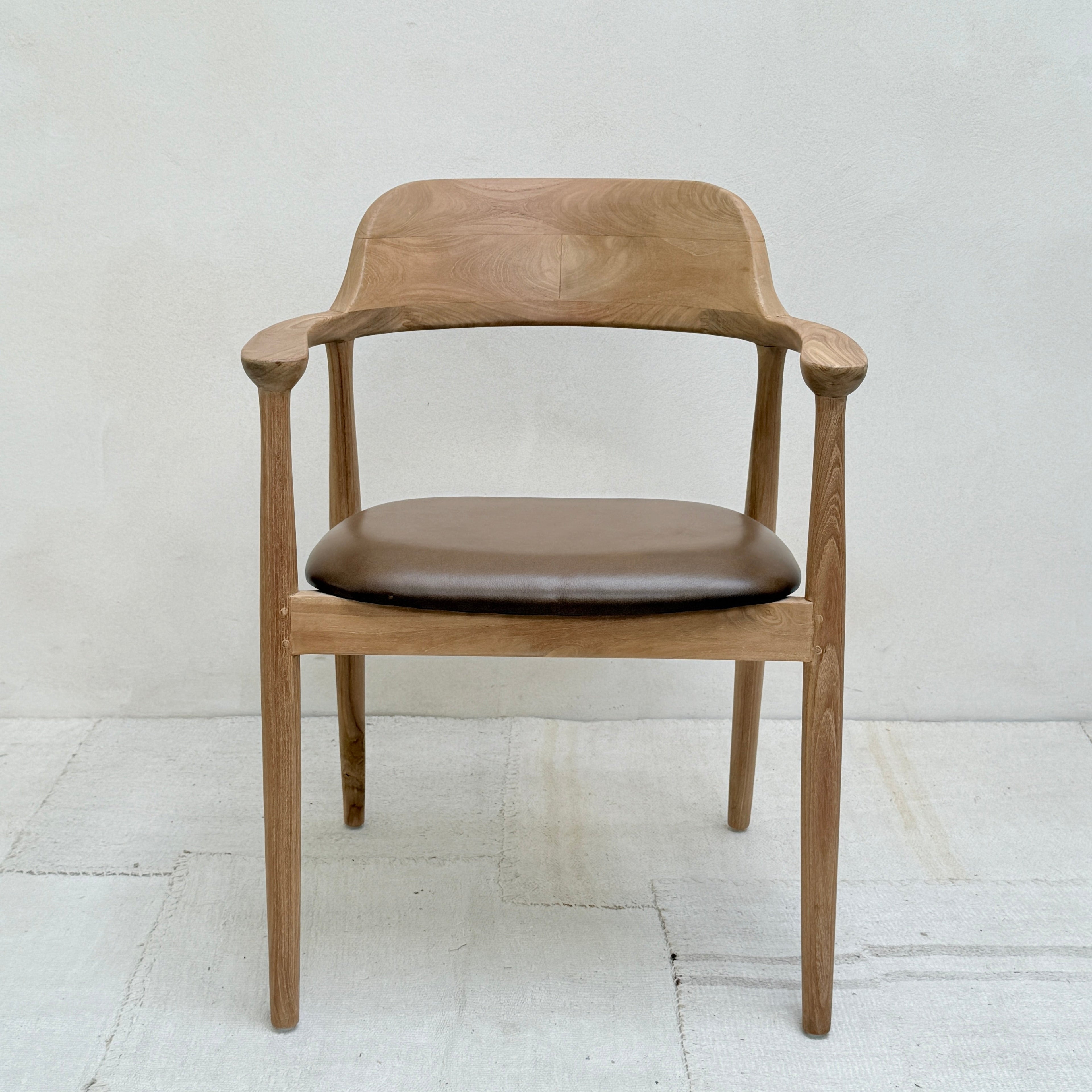 Natural Dining Chair Leather Seat | Hoxton