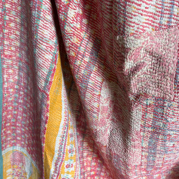 Vintage Handstitched Kantha Throw E