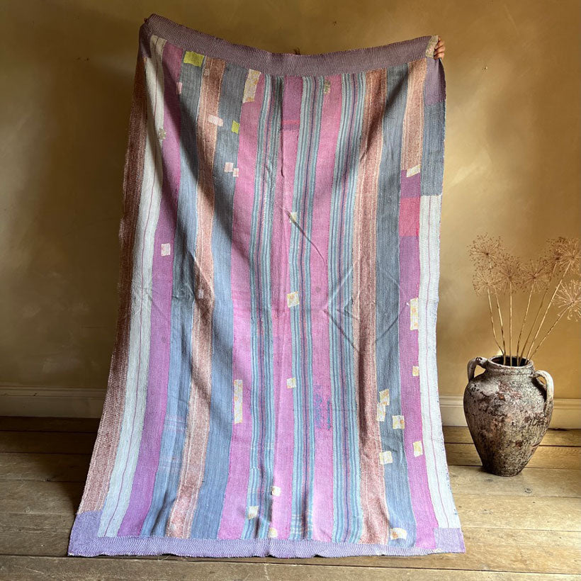 Vintage Handstitched Kantha Throw E