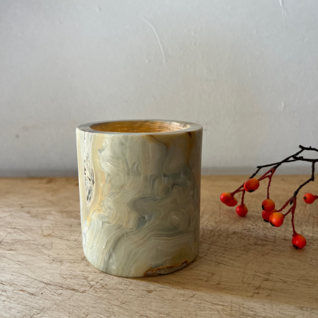 Natural onyx candle holder