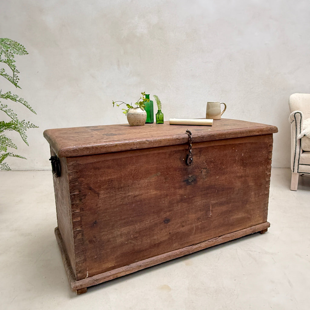 Antique solid teak blanket box storage trunk | Bray