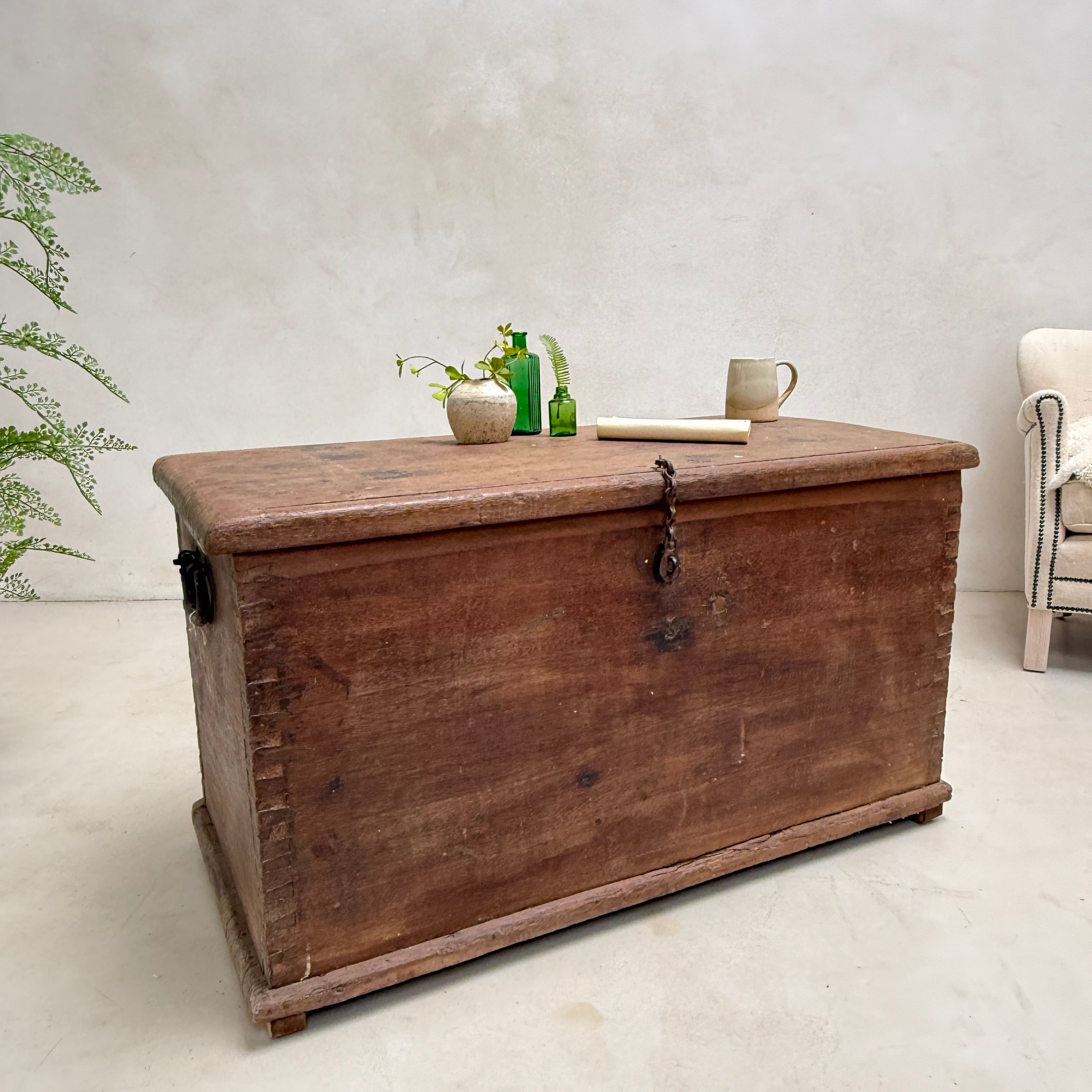 Antique solid teak blanket box storage trunk | Bray