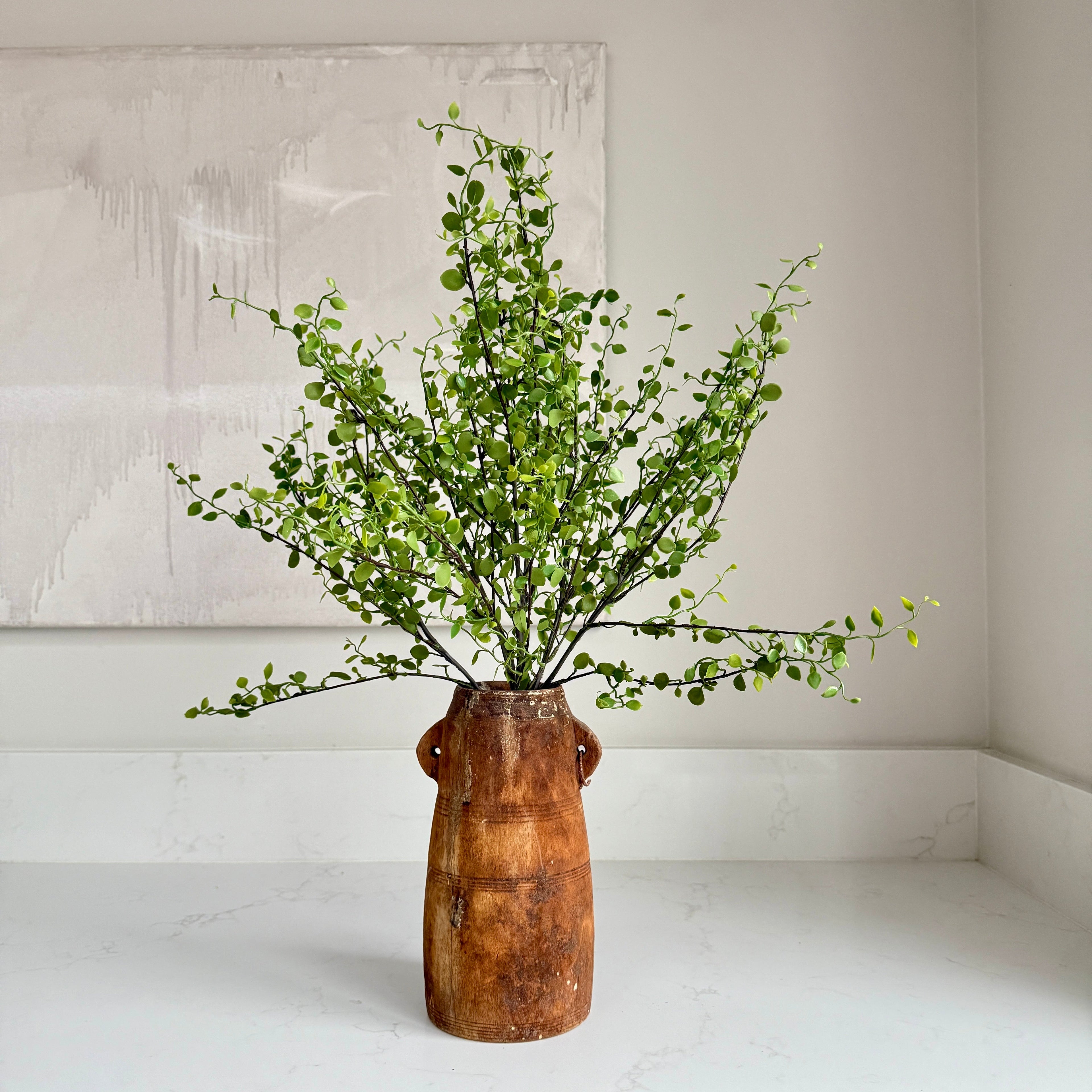 Faux Muehlenbeckia leaf spray green 51cm