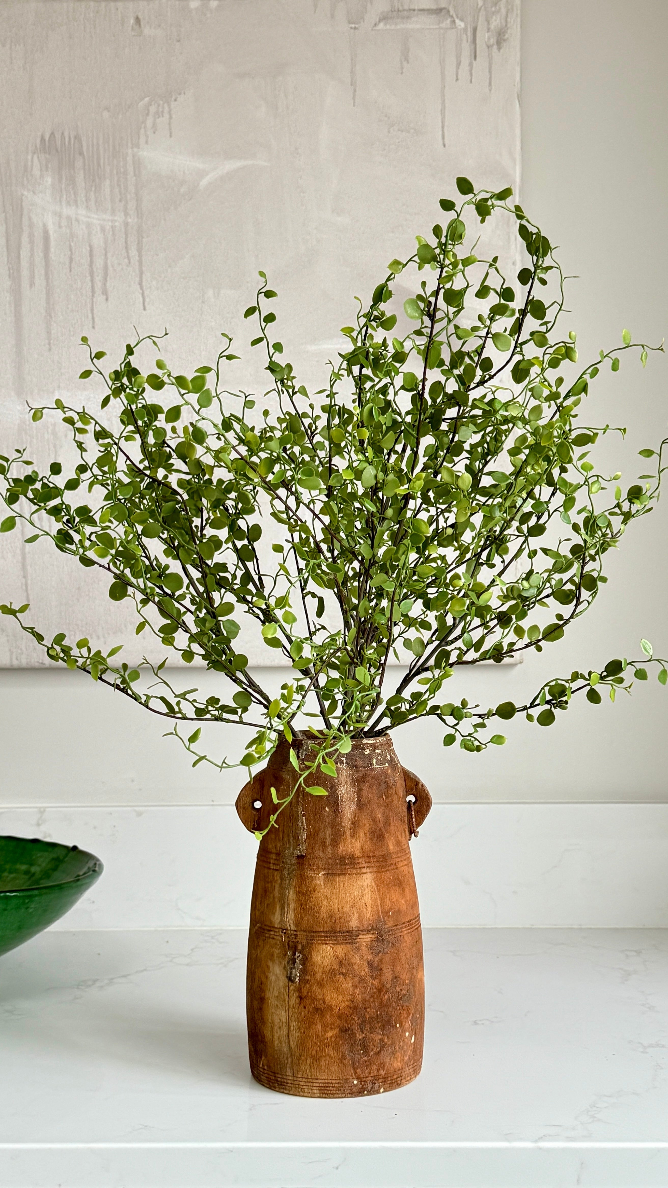 Faux Muehlenbeckia leaf spray green 51cm