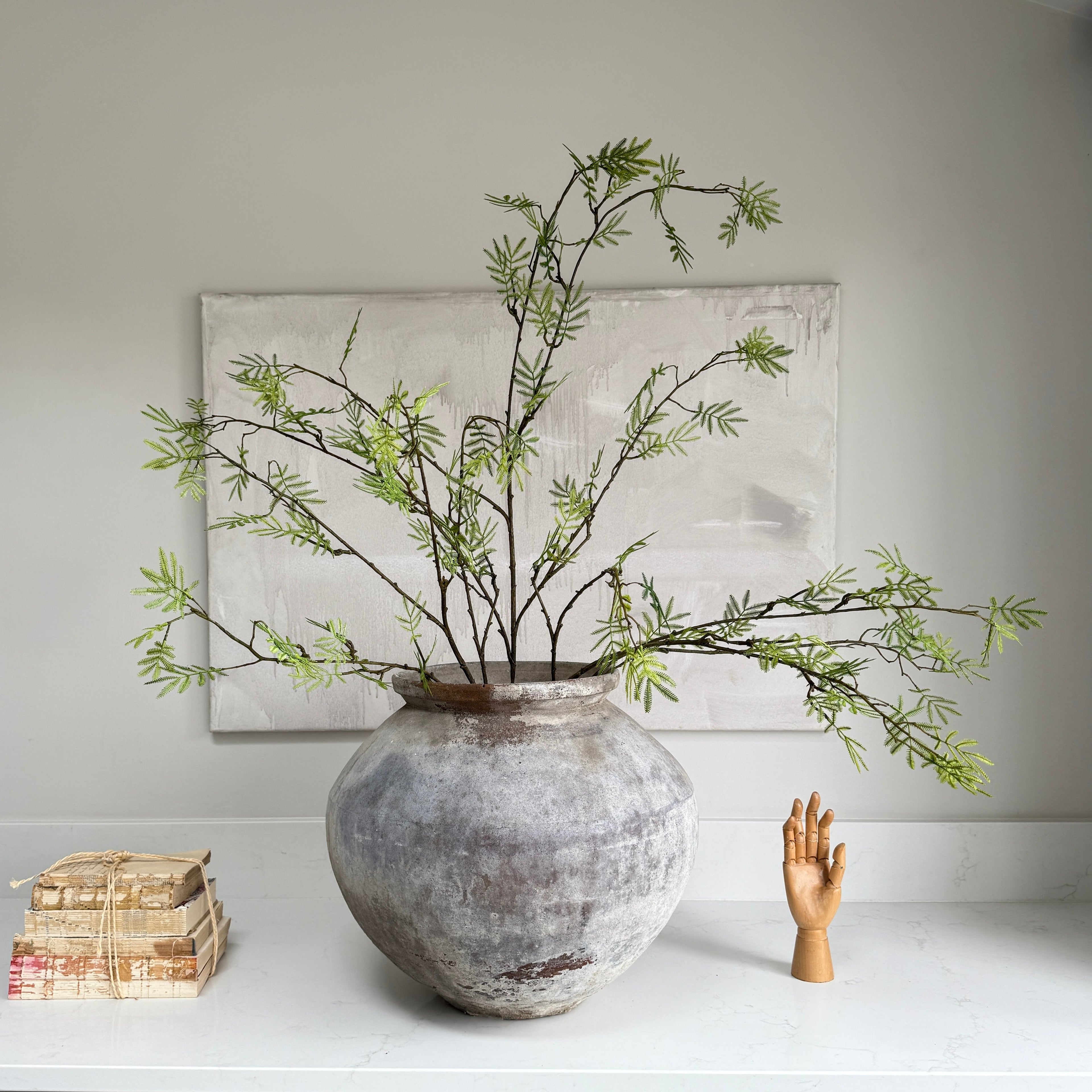 Faux mimosa bush green 110cm