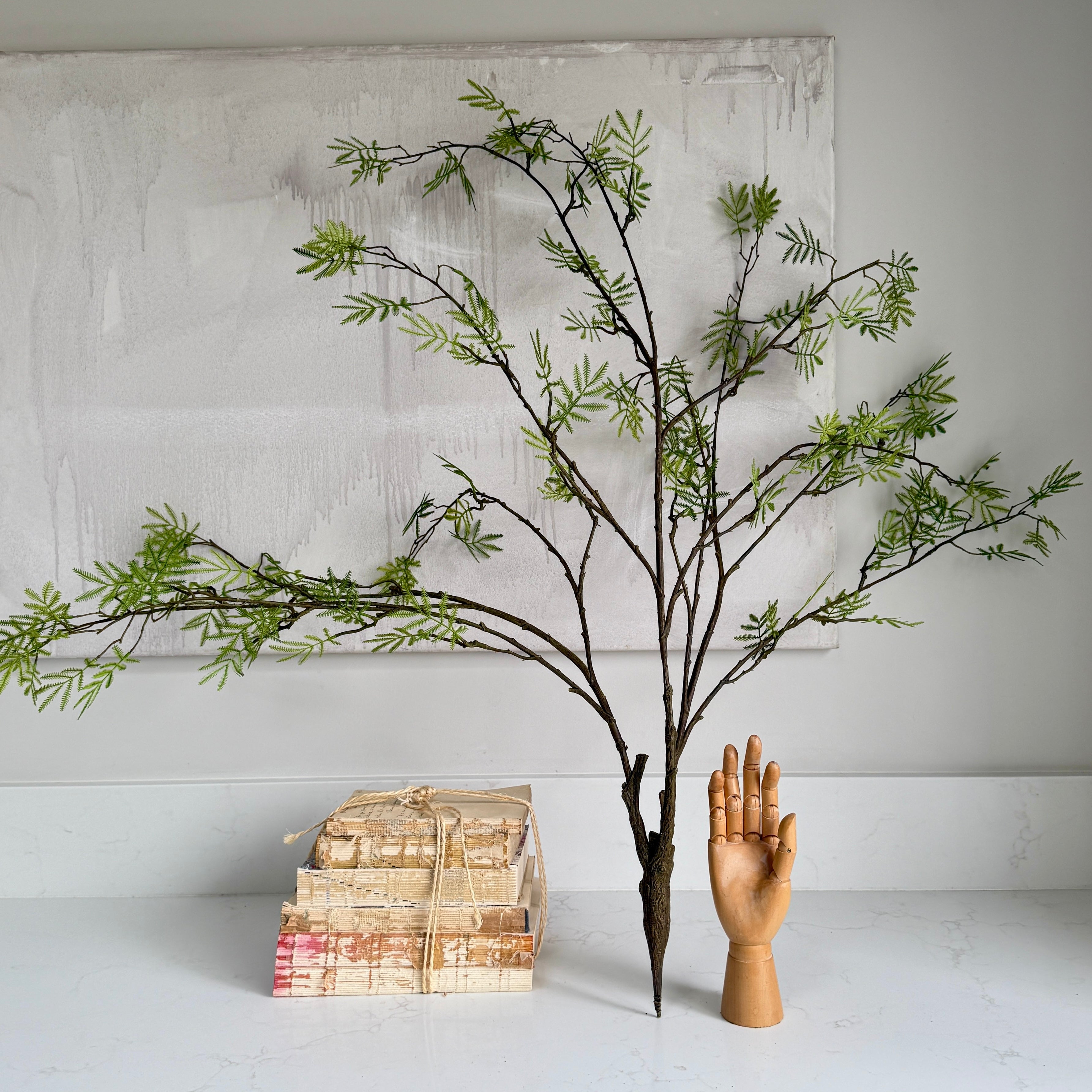 Faux mimosa bush green 110cm