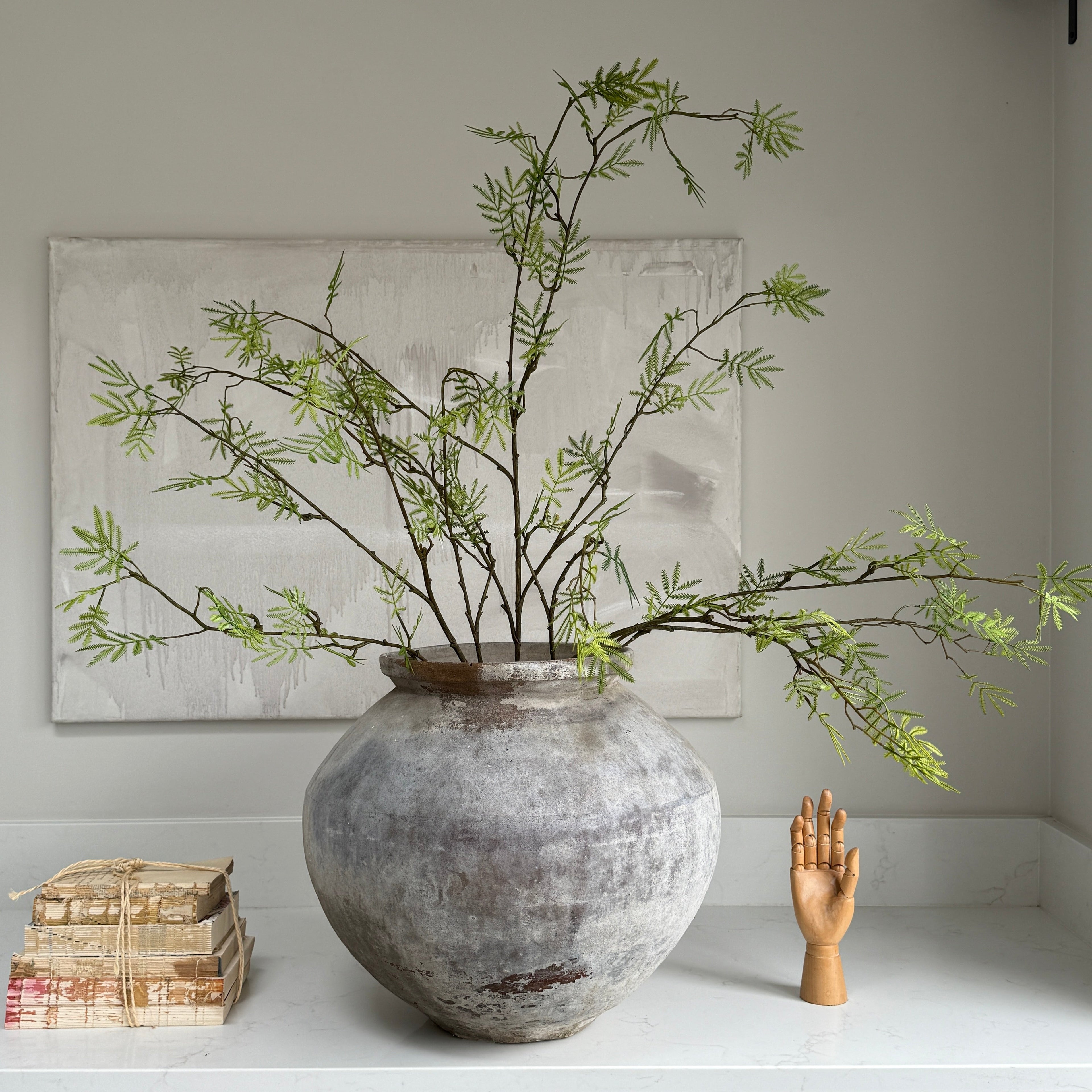 Faux mimosa bush green 110cm