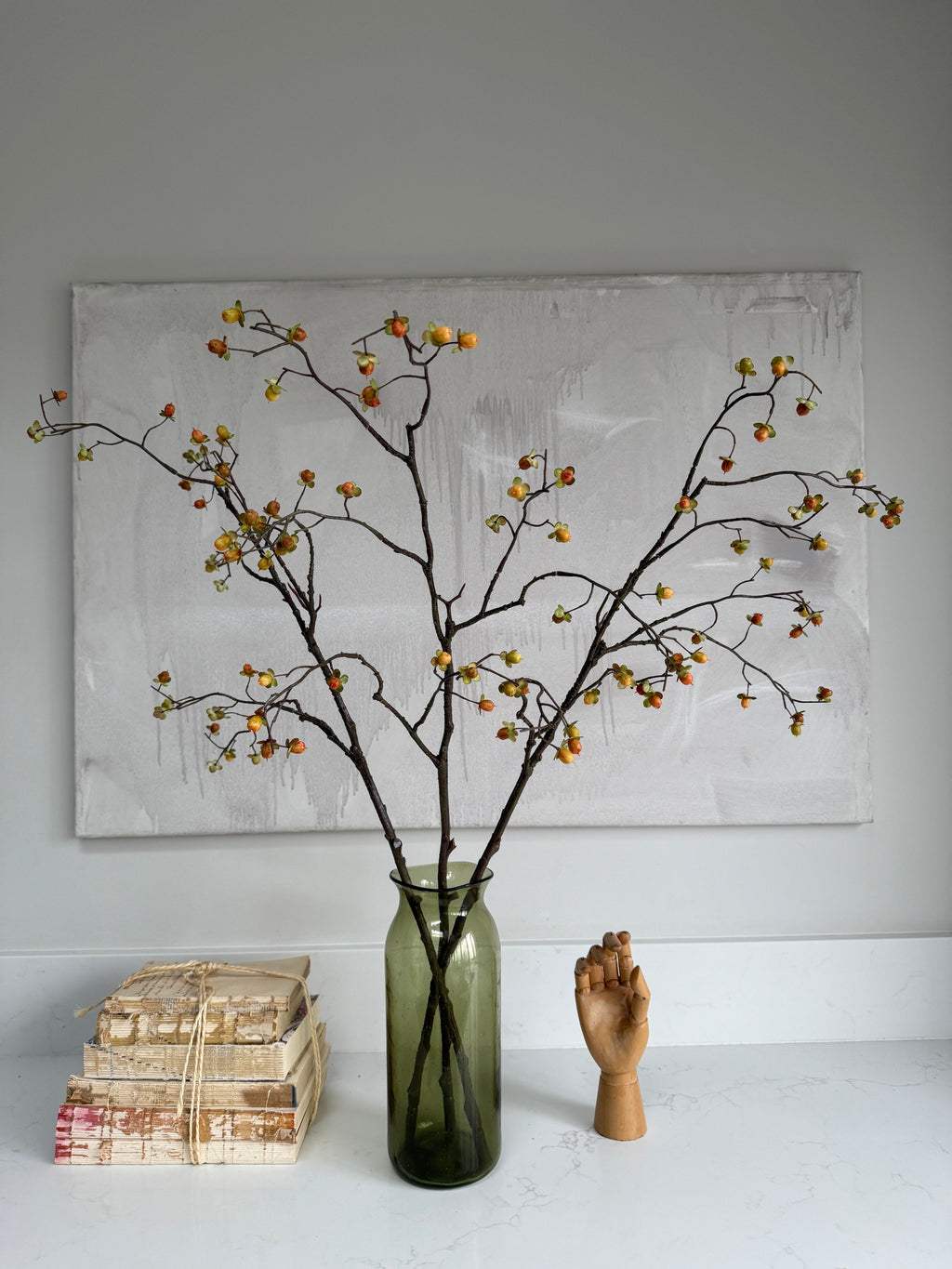 Faux ochre berry spray  88cm