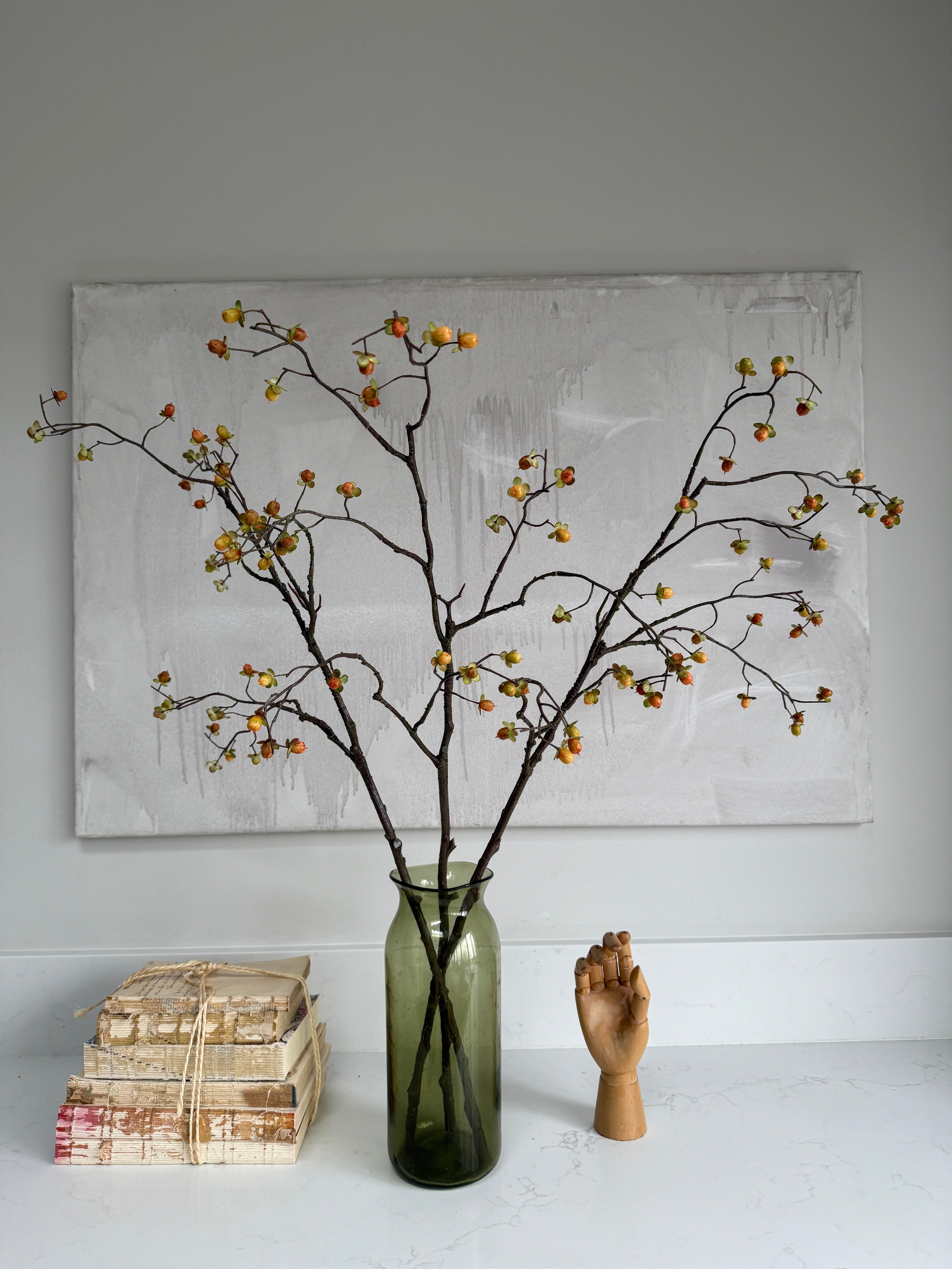 Faux ochre berry spray  88cm