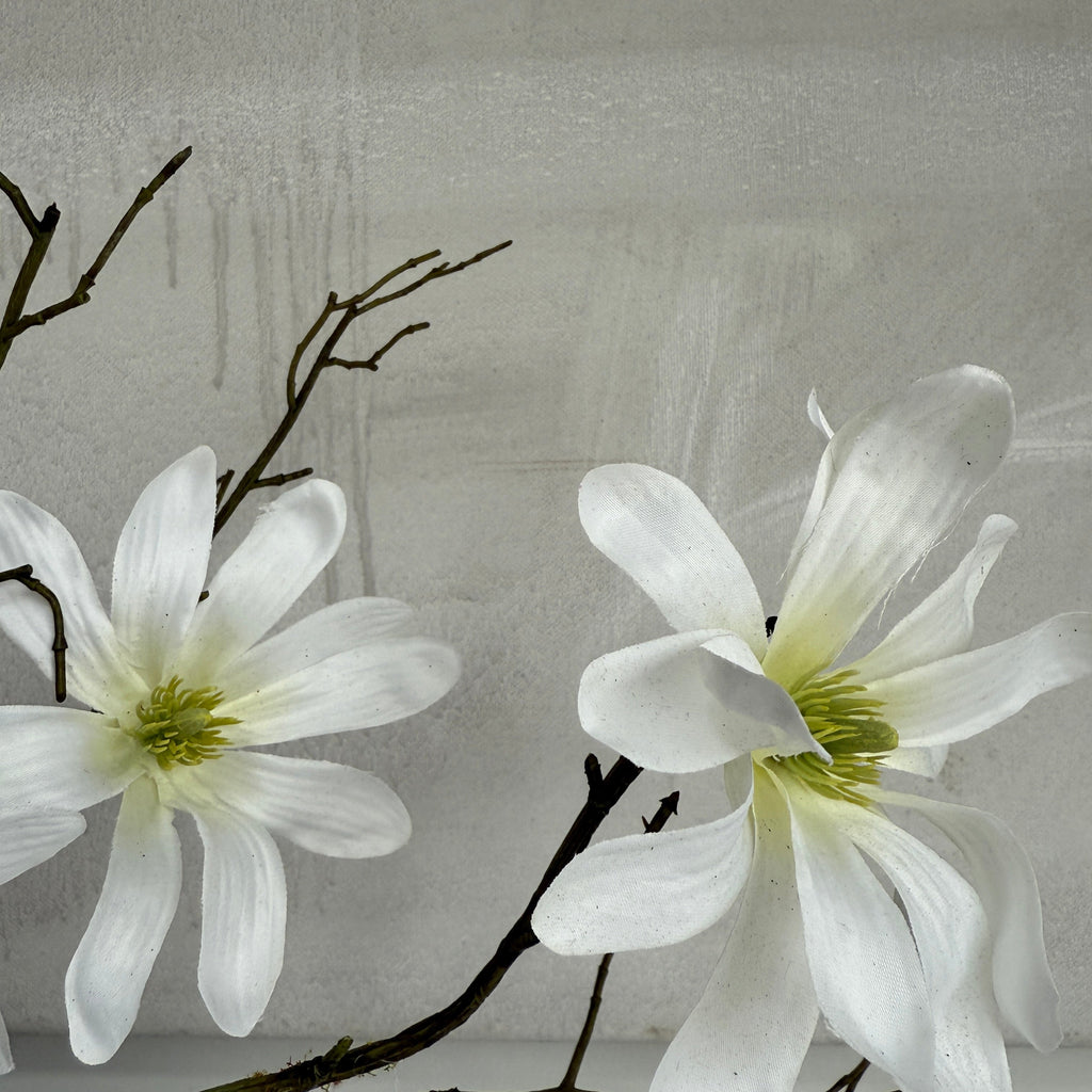 Faux white magnolia spray 71cm
