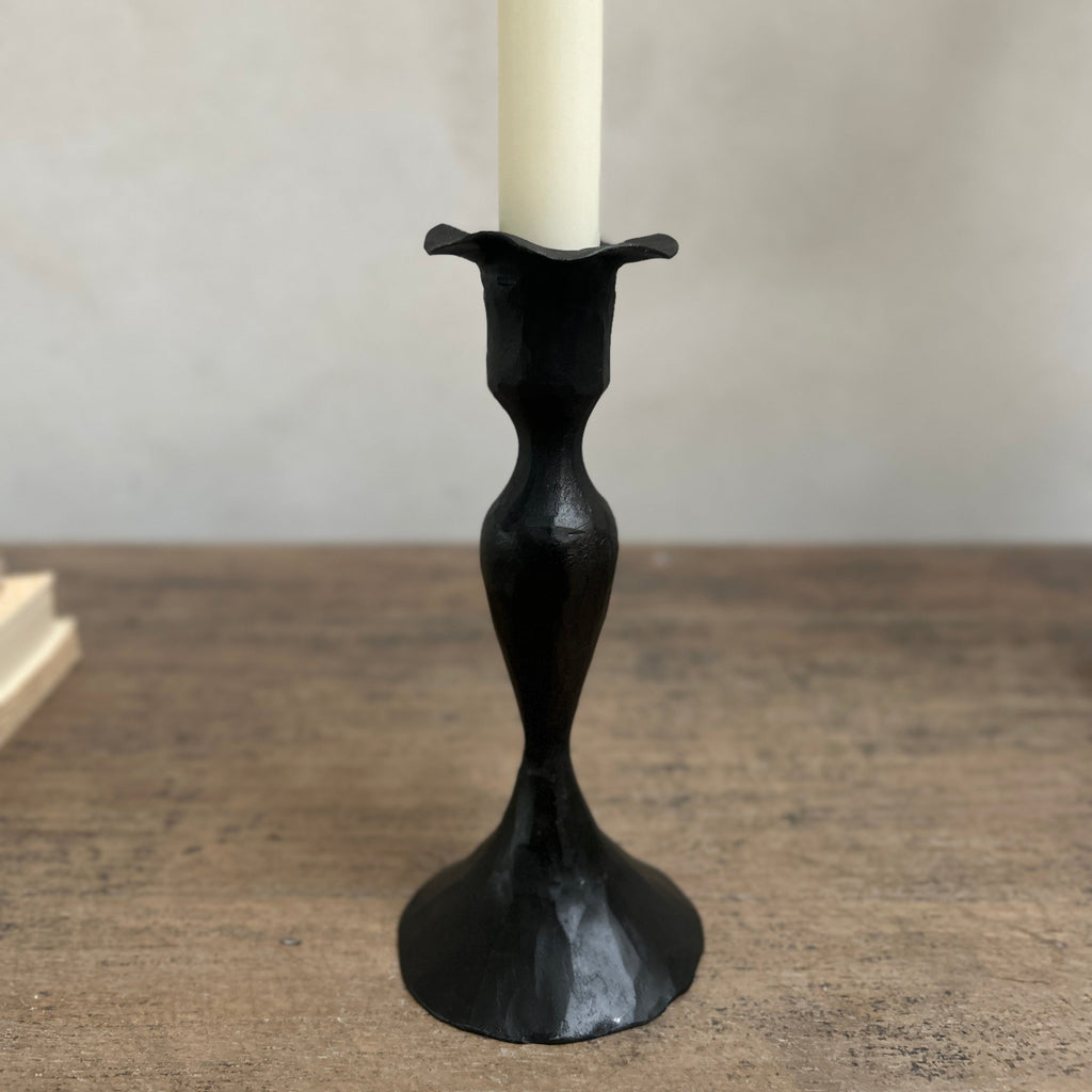 Fluted Iron Metal Candlestick