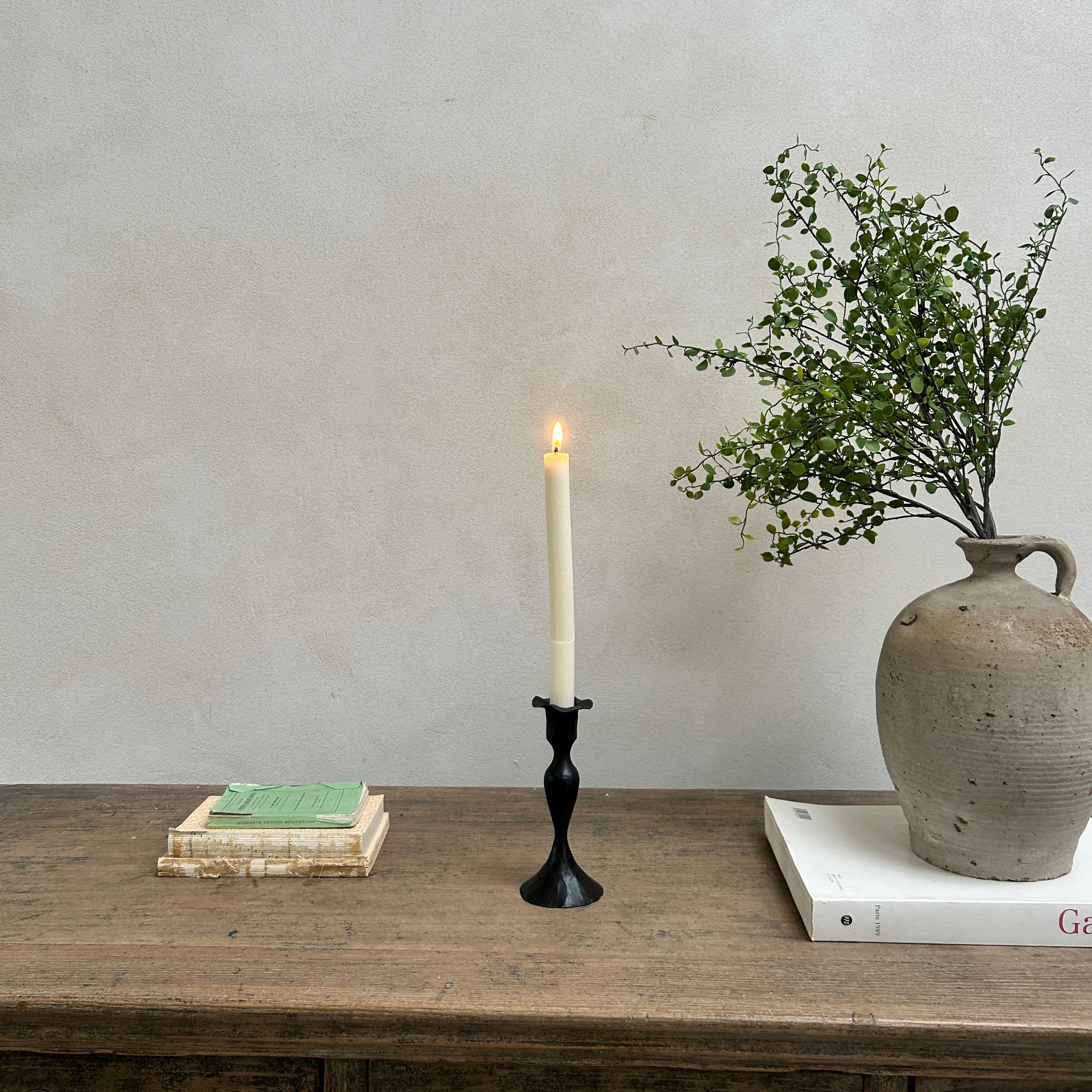 Fluted Iron Metal Candlestick