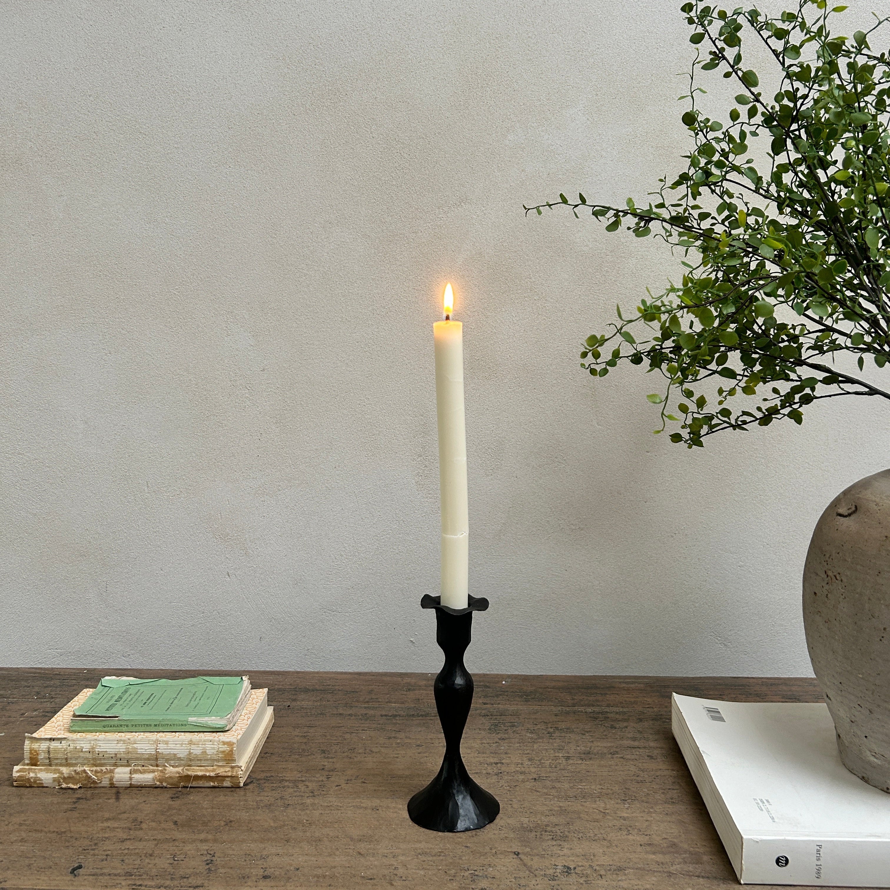 Fluted Iron Metal Candlestick