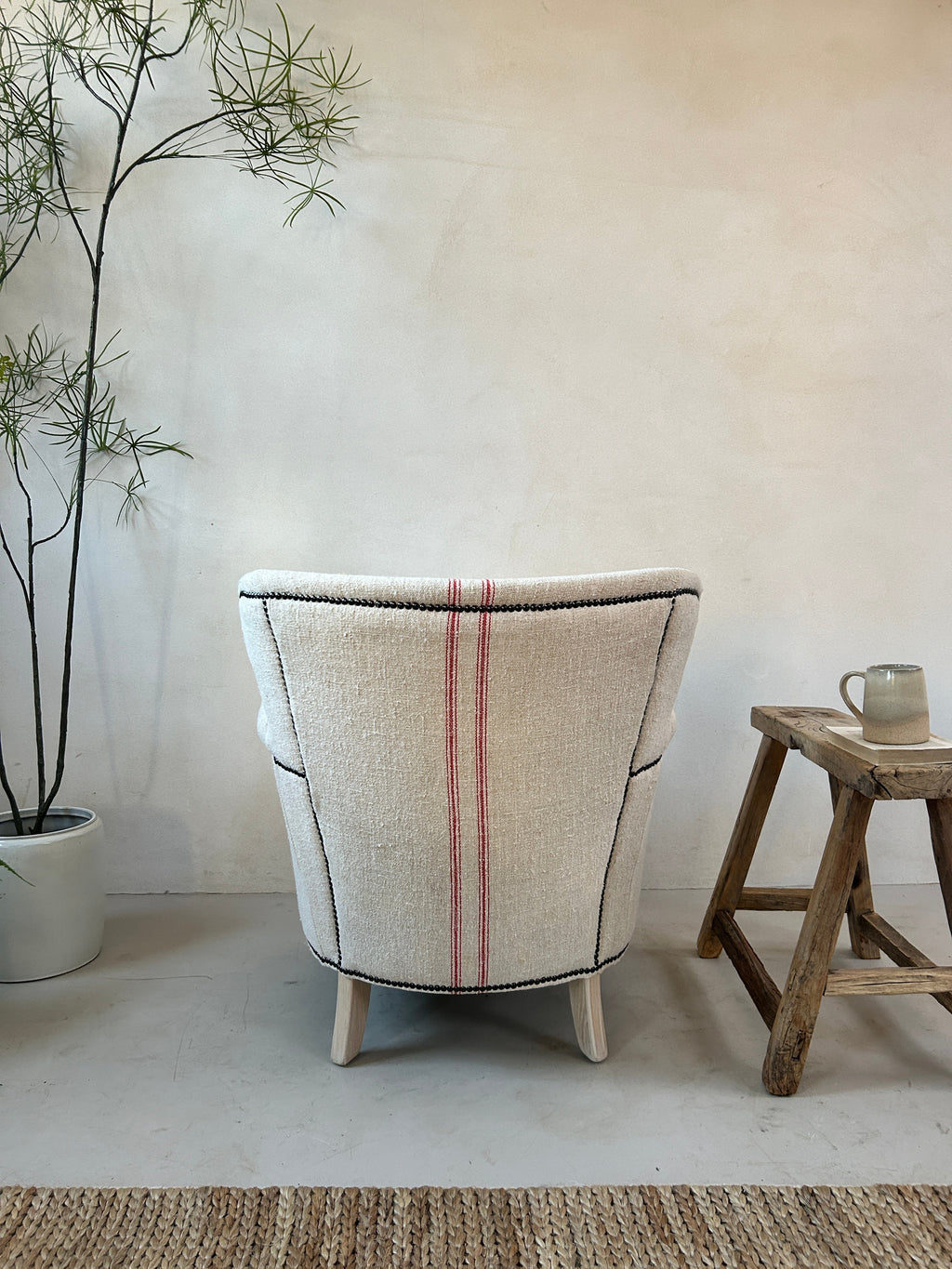 French Grain Sack Linen Armchair No:3
