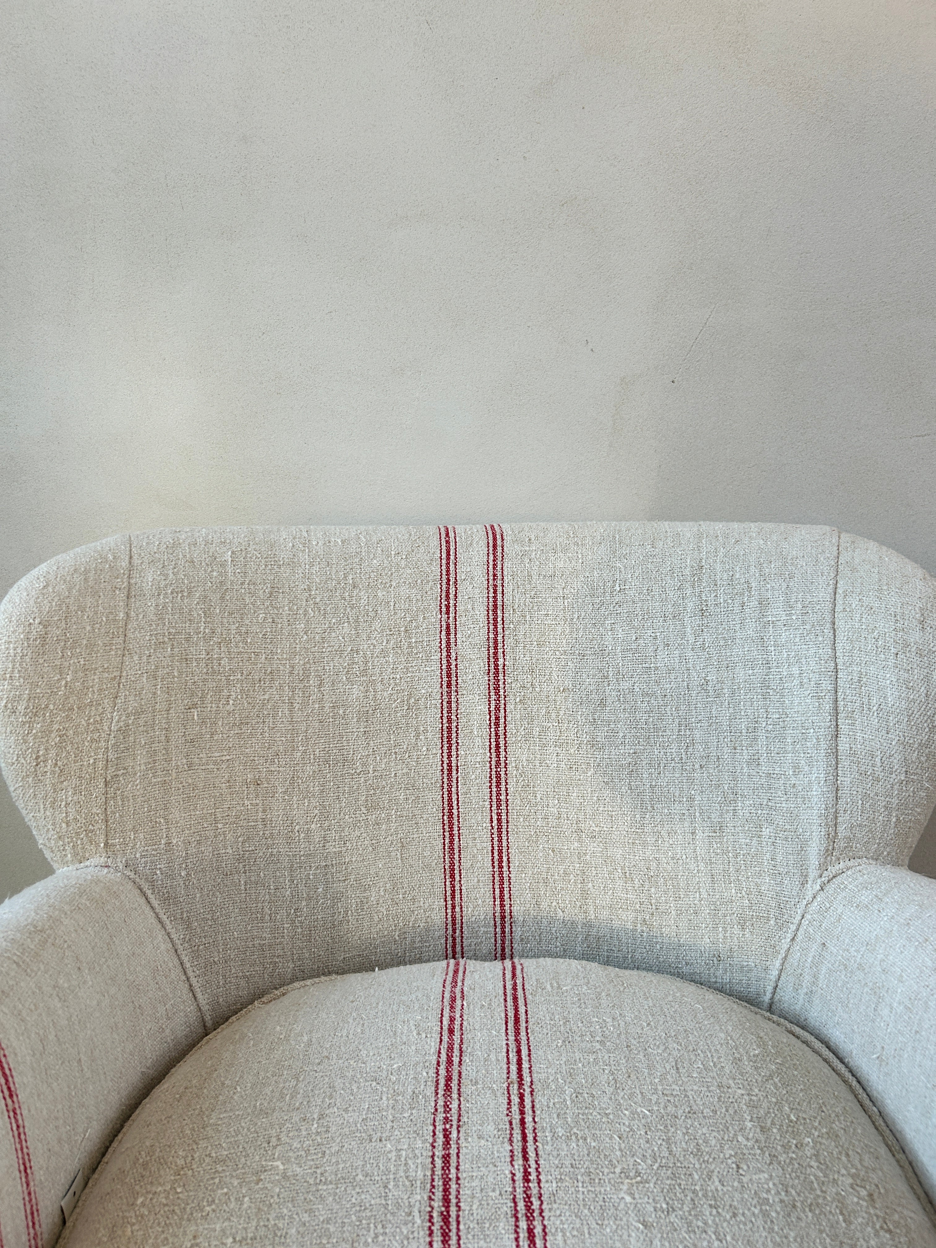 French Grain Sack Linen Armchair No:3