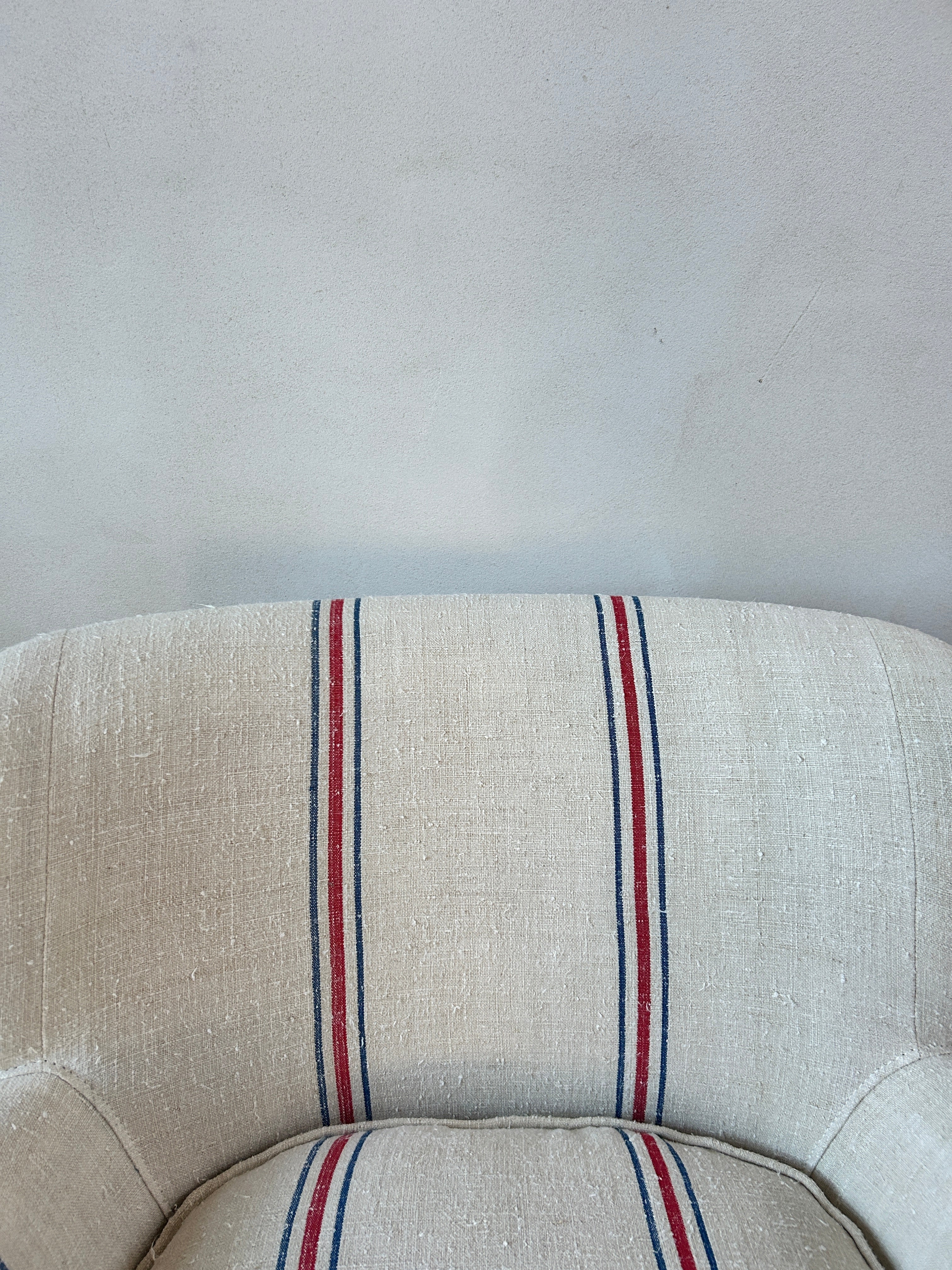 French Grain Sack Linen Armchair No: 5
