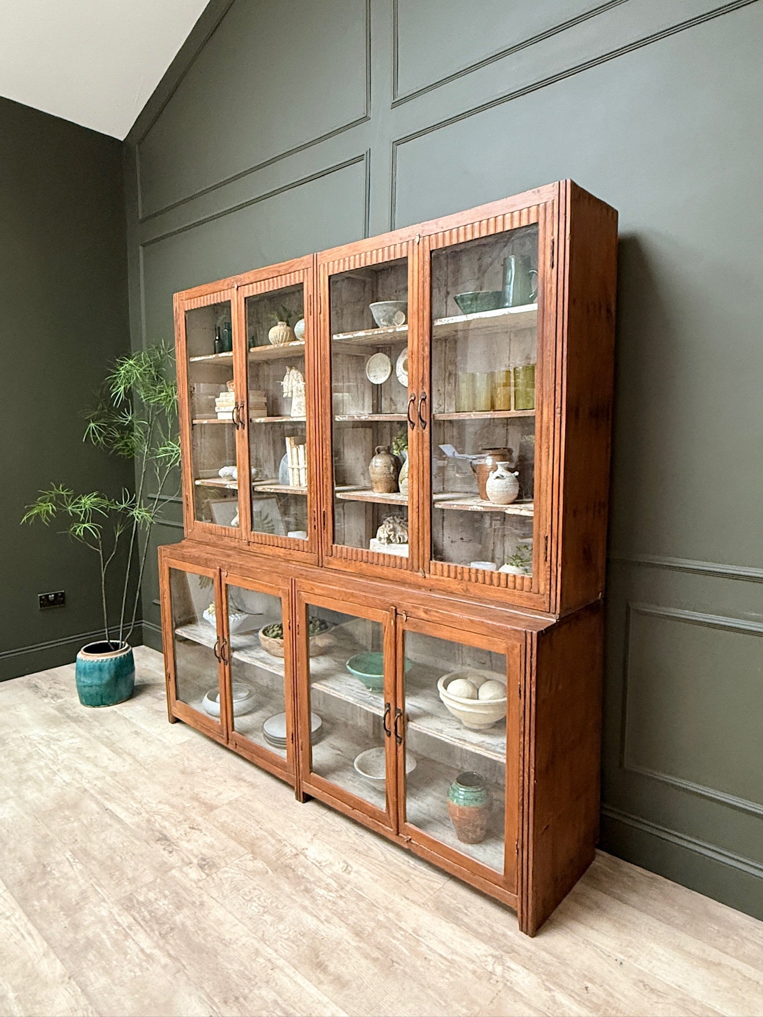 Large vintage glazed wooden display cabinet | Artie