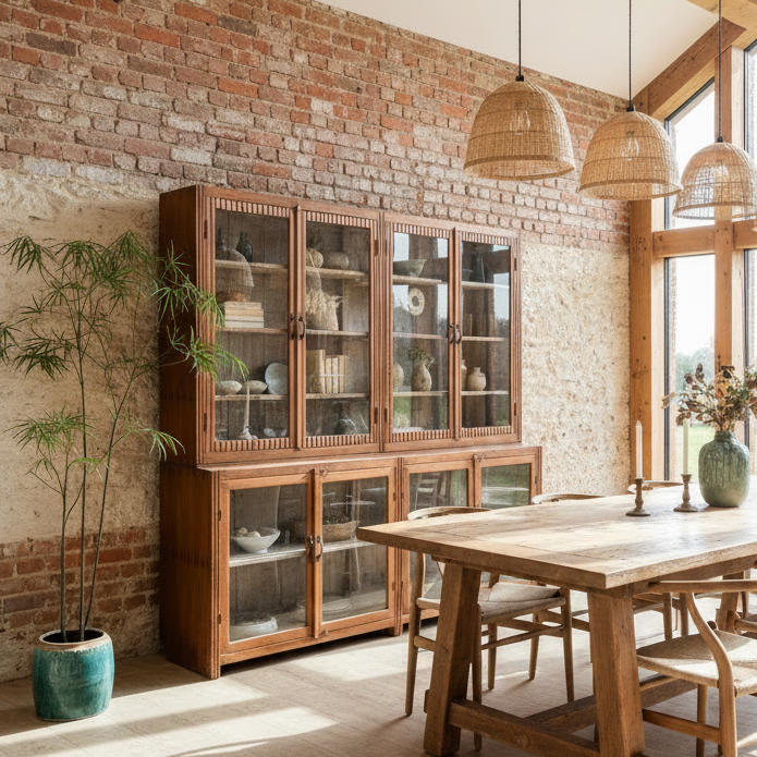Large vintage glazed wooden display cabinet | Artie