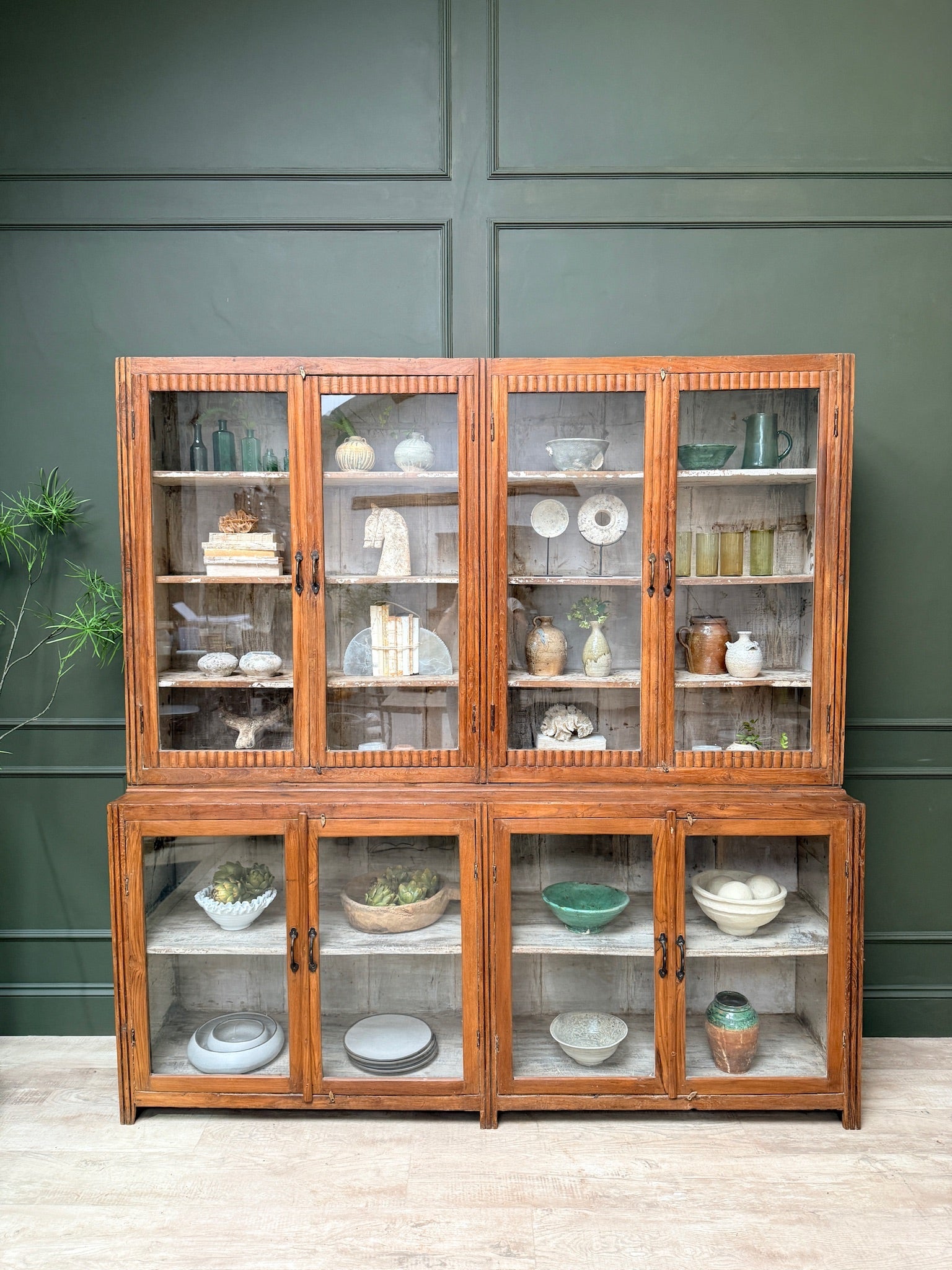 Large vintage glazed wooden display cabinet | Artie